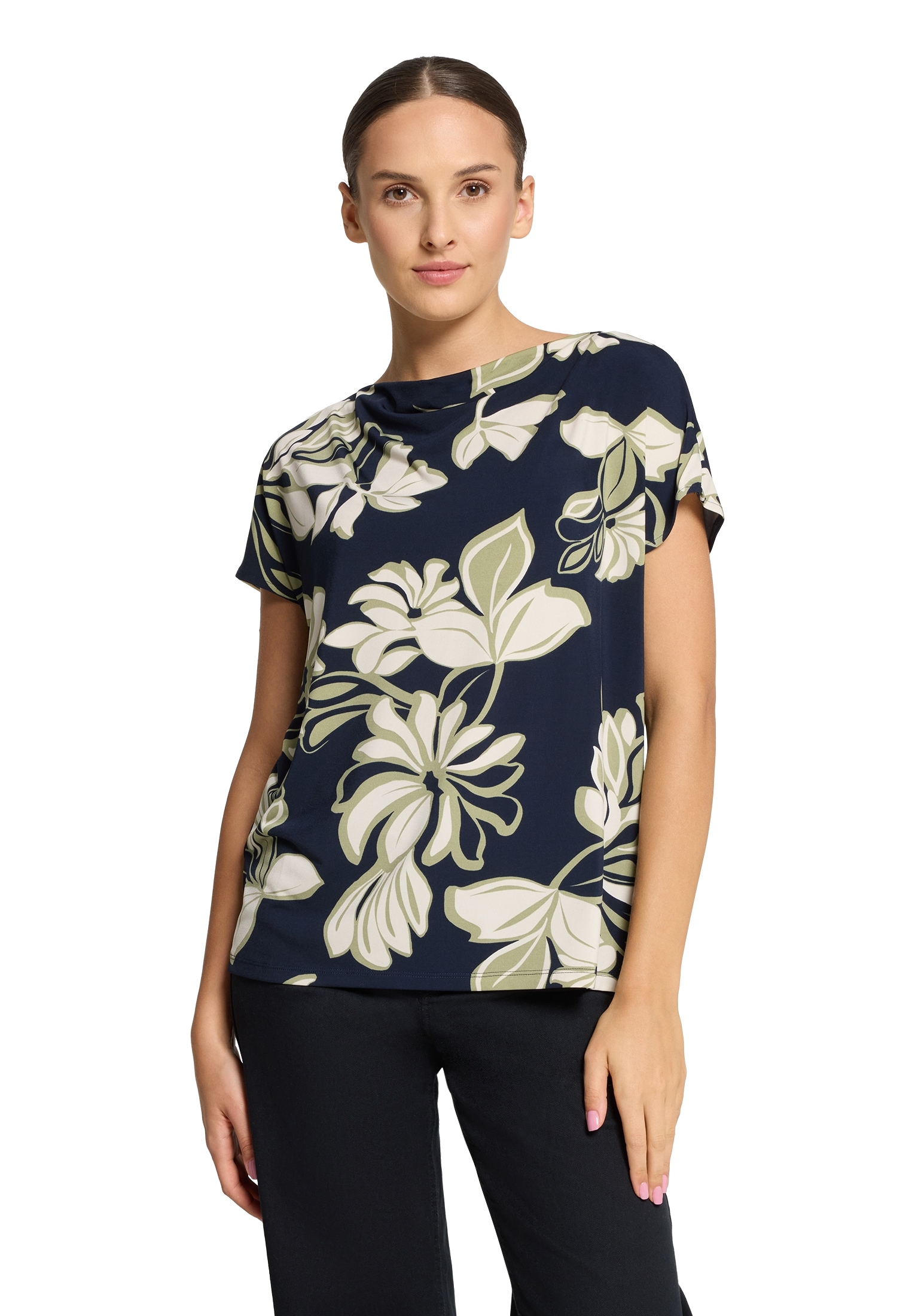 Betty Barclay Kurzarmshirt »Printshirt mit Wasserfallausschnitt«