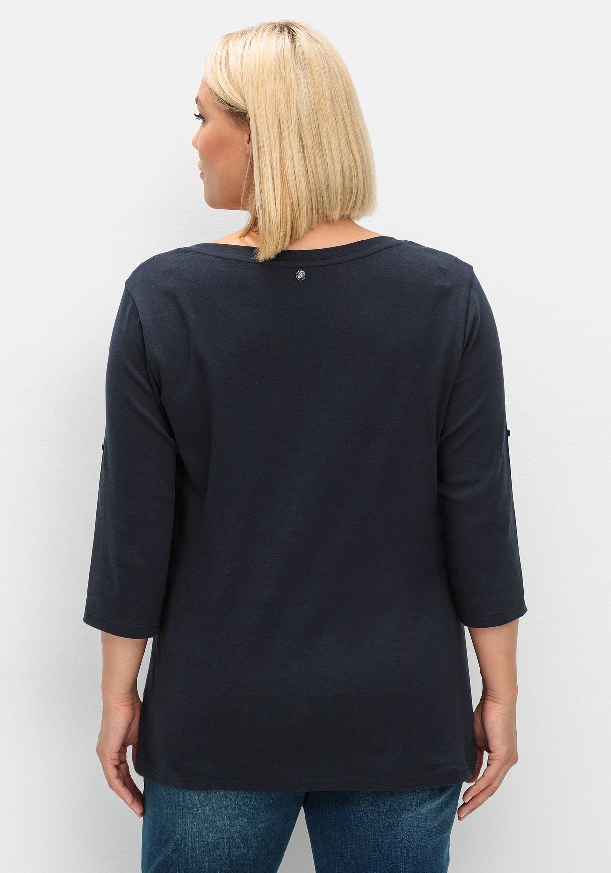 Sheego 3/4-Arm-Shirt »Henleyshirt aus reiner Baumwolle«