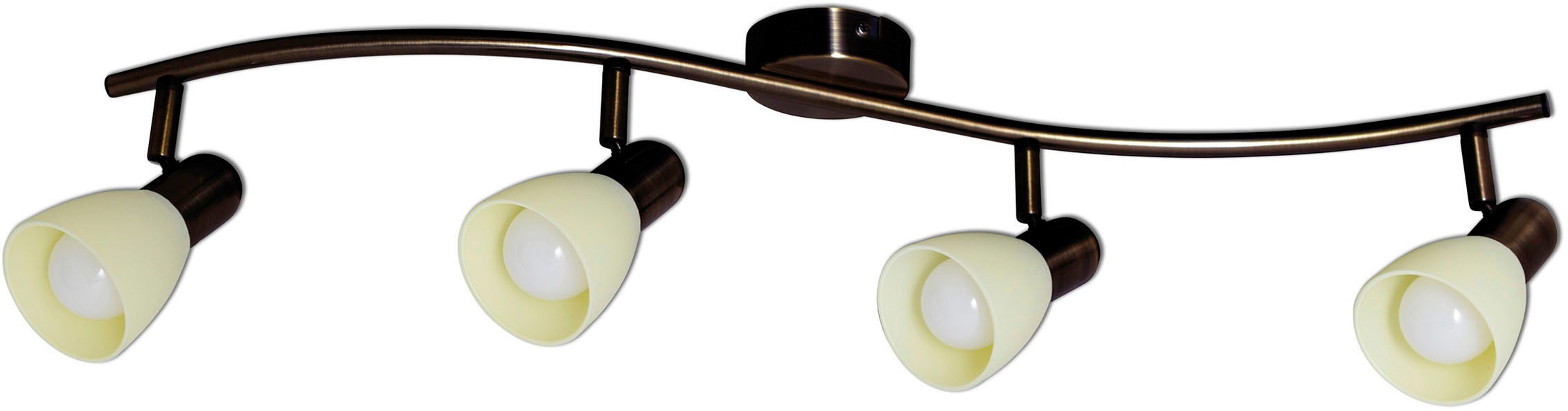 näve LED Deckenspot »Mestre«, 4 flammig, Leuchtmittel E14 | LED wechselbar, 4er LED Wand-u. Deckenspot, E14, braun, Glasschirm weiß