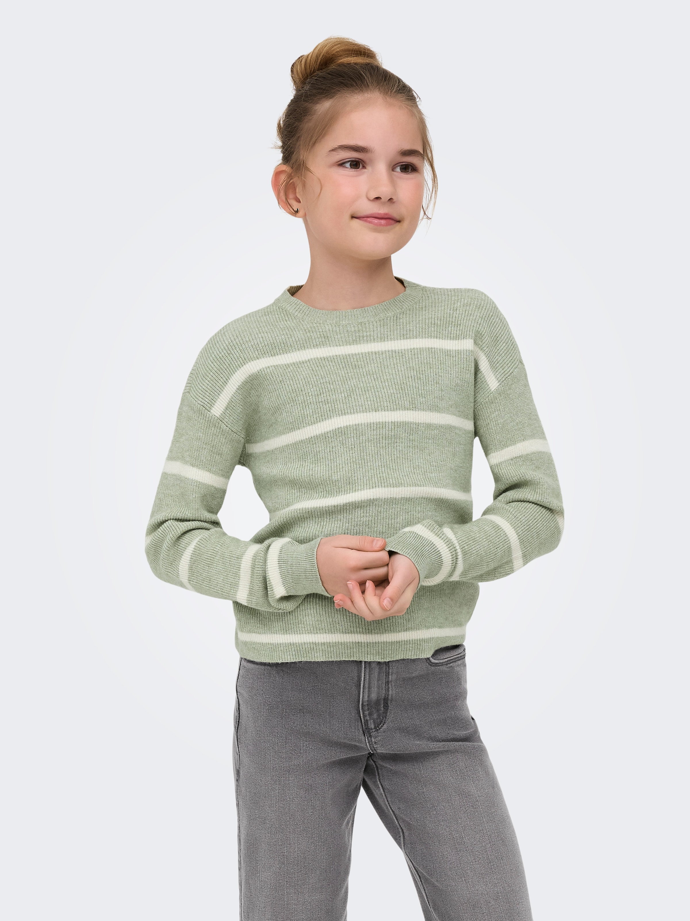 KIDS ONLY Strickpullover »KOGFRANCA SHORT L/S STRIPE KNT NOOS« Viskosemischung, loose fit
