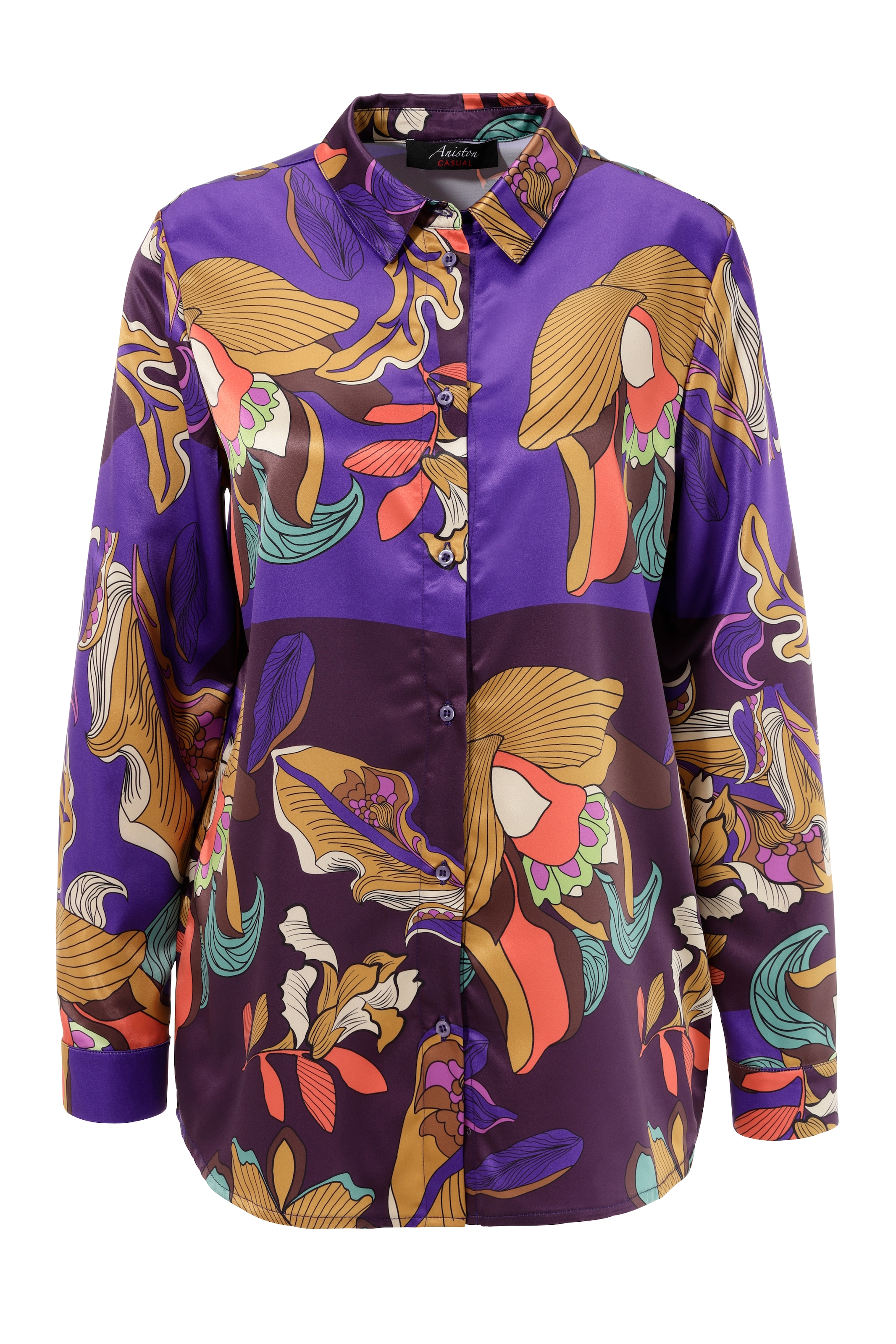 Aniston CASUAL Hemdbluse, mit farbenfrohen, graphischem Blumendruck bei ♕