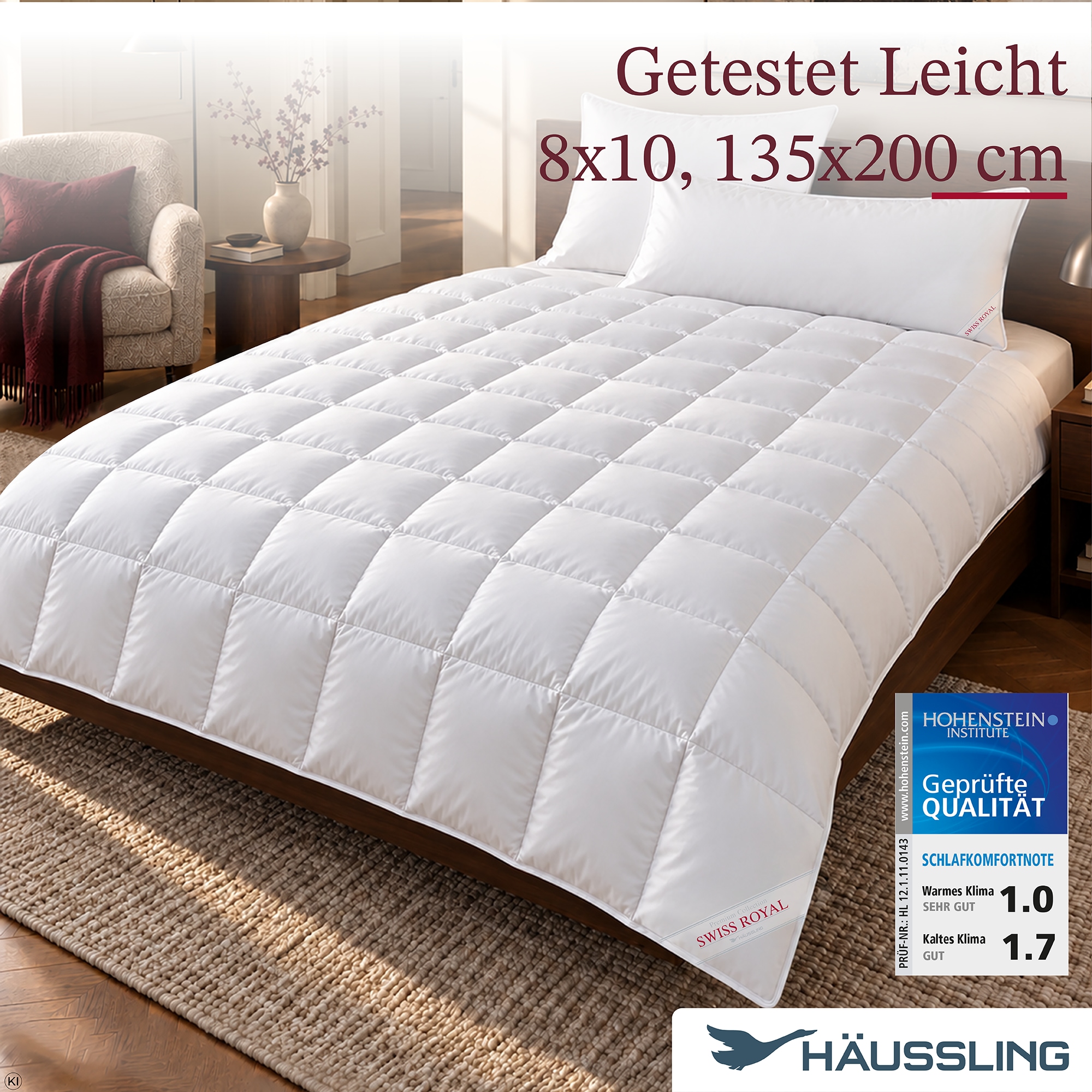 Haeussling Daunenbettdecke »Swiss Royal 90% Daunen, Bettdecken für Sommer und Winter« leicht Füllung 90Daunen10Federn 1 Stk. tlg. Bettdecke 135x200 cm, 155x220 cm & weitere Größen, Made in Germany