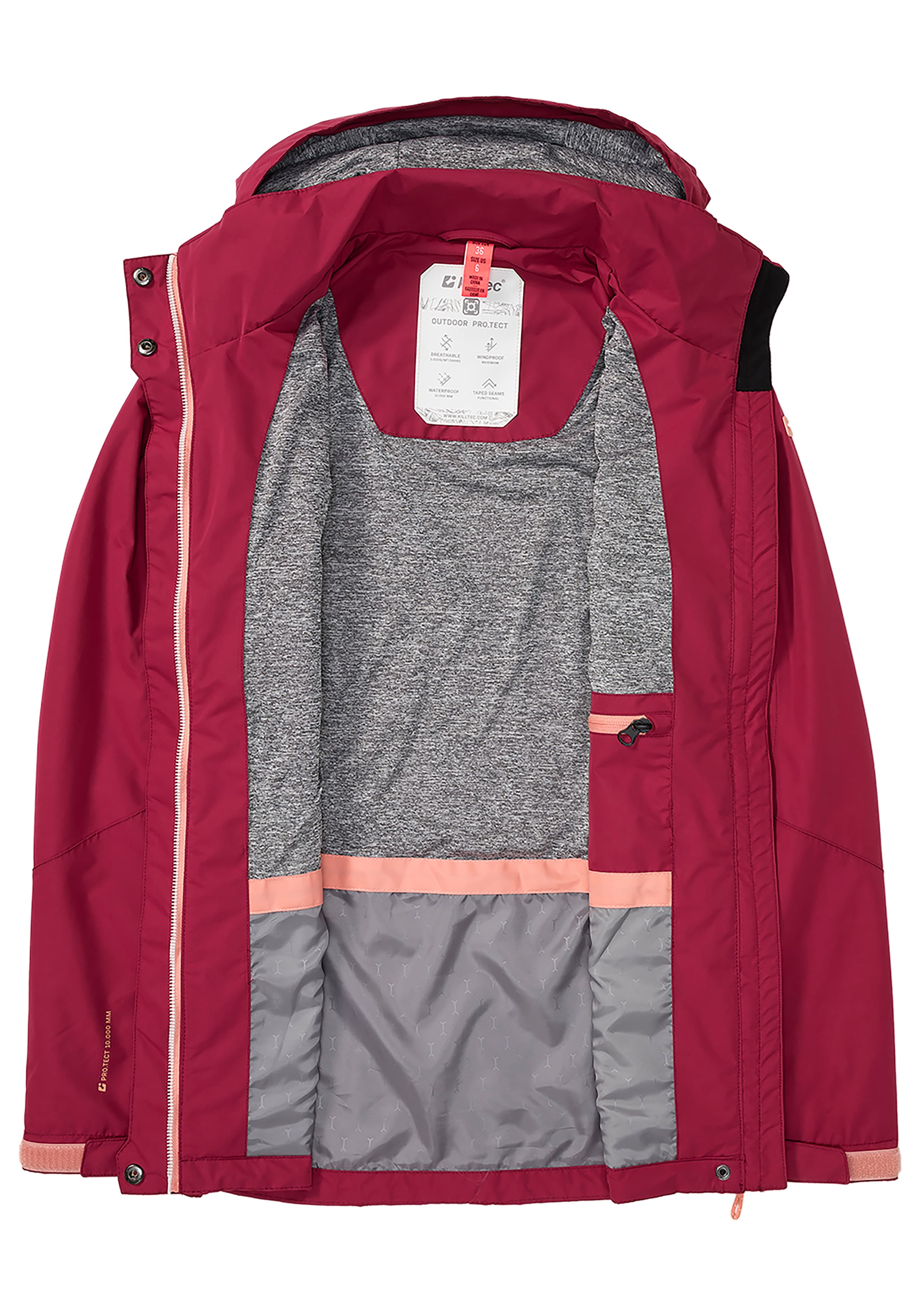 Killtec Regenjacke, mit Kapuze, Wasser- & winddicht & leicht & abzippbarer Kapuze