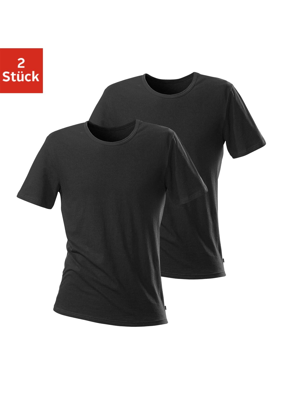 H.I.S T-Shirt, Rundhalsausschnitt Unterziehshirt perfekt mit bei (2er-Pack), als