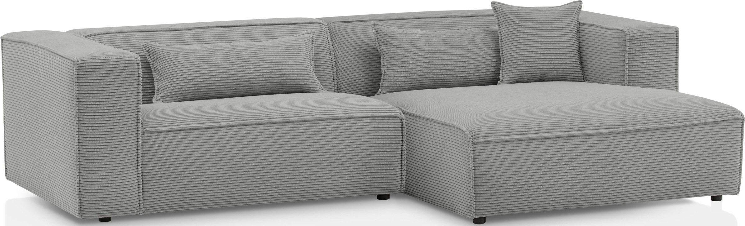 LeGer Home by Lena Gercke Ecksofa »PIARA mit Kedernaht in Cord oder Leinenoptik, moderne Couch in L-Form«, wahlweise Ottomane rechts/links, schwarze Füße, bequemer Sitzkomfort