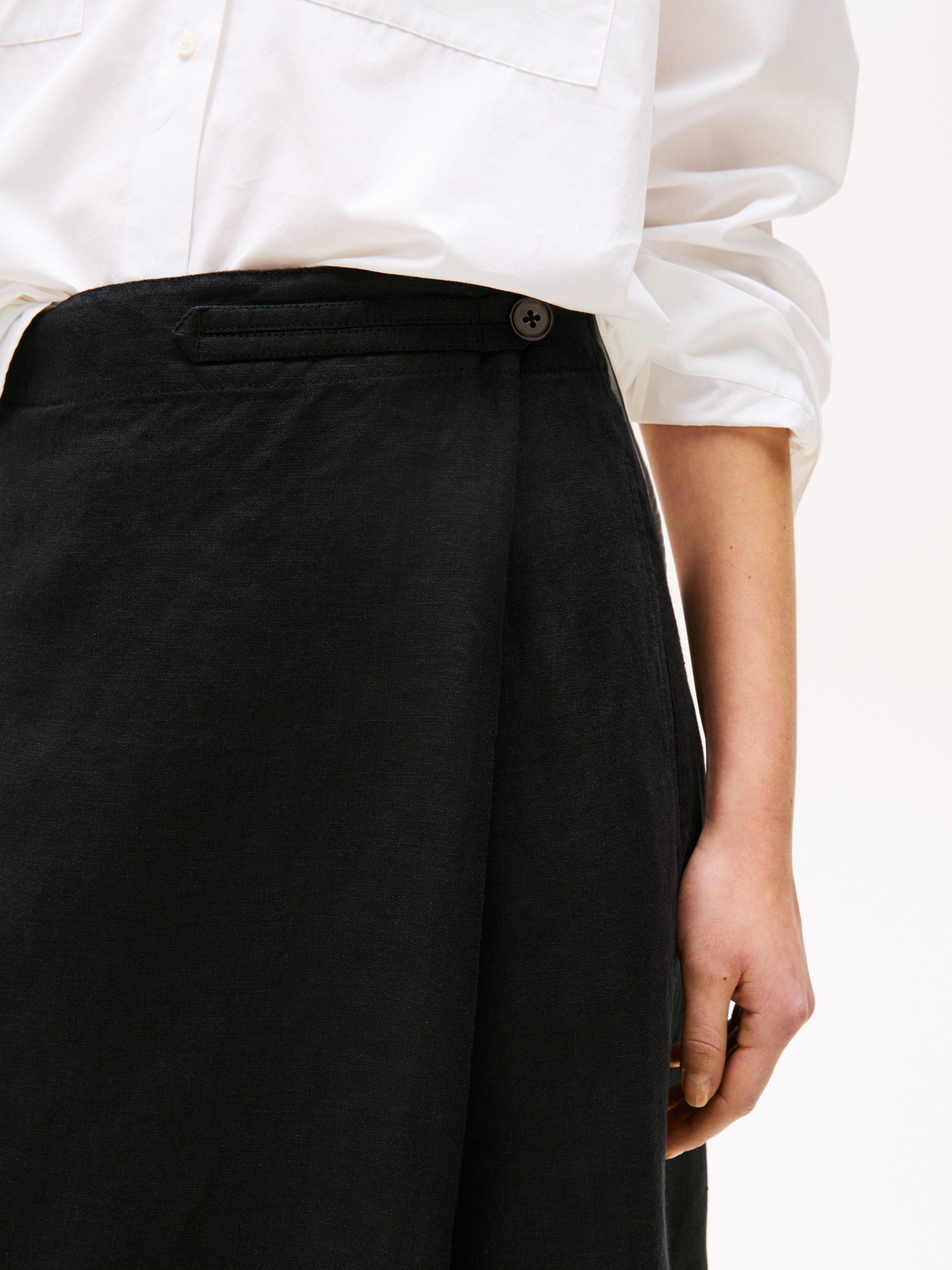 Tommy Hilfiger Wickelrock »ESS LINEN KNEE WRAP SKIRT«, mit Leinen