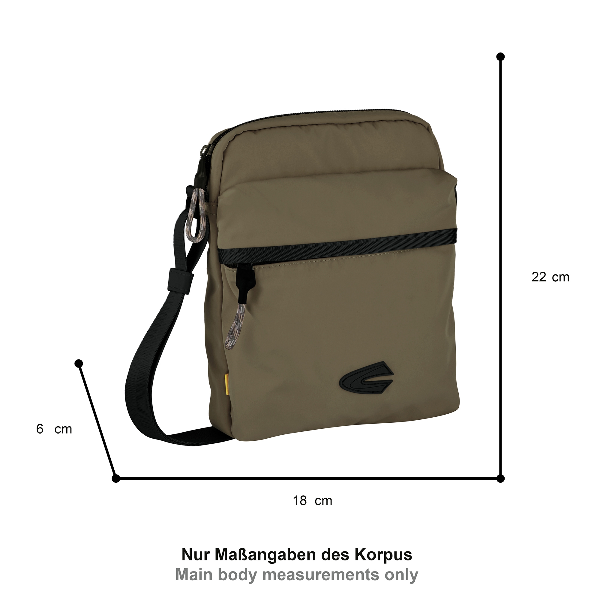 camel active Umhängetasche »Terra« aus recyceltem Nylon und voluminös aufgesetzten Taschen