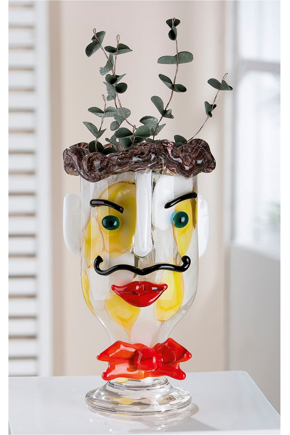 Casablanca by Gilde Tischvase »Glasart Designvase "Alfredo" aus Glas«, (1 St.), durchgefärbt, handgearbeitet und mundgeblasen