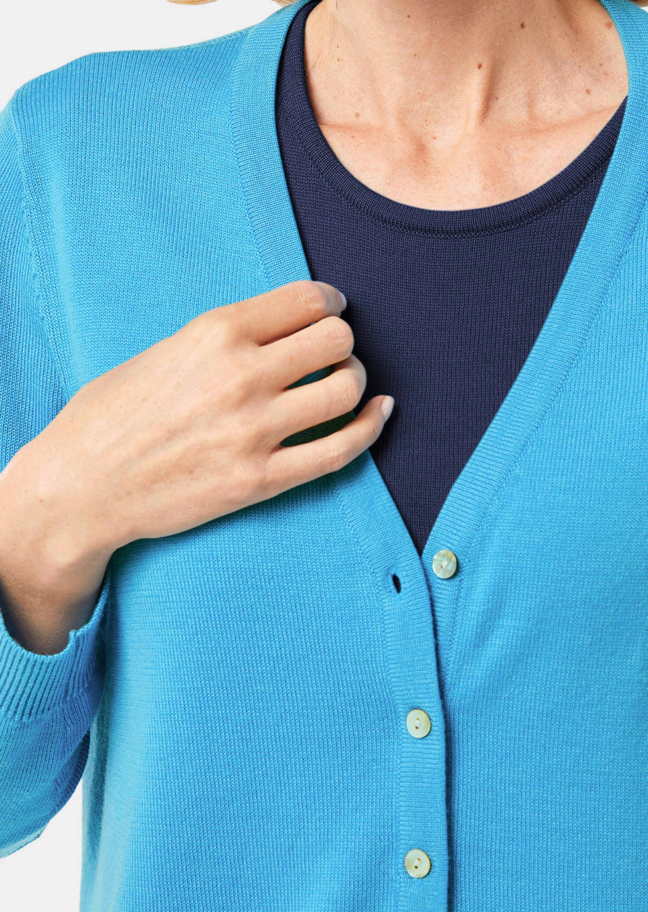 GOLDNER Strickjacke »Uni Merino-Cardigan Langarm« Reine Merinowolle