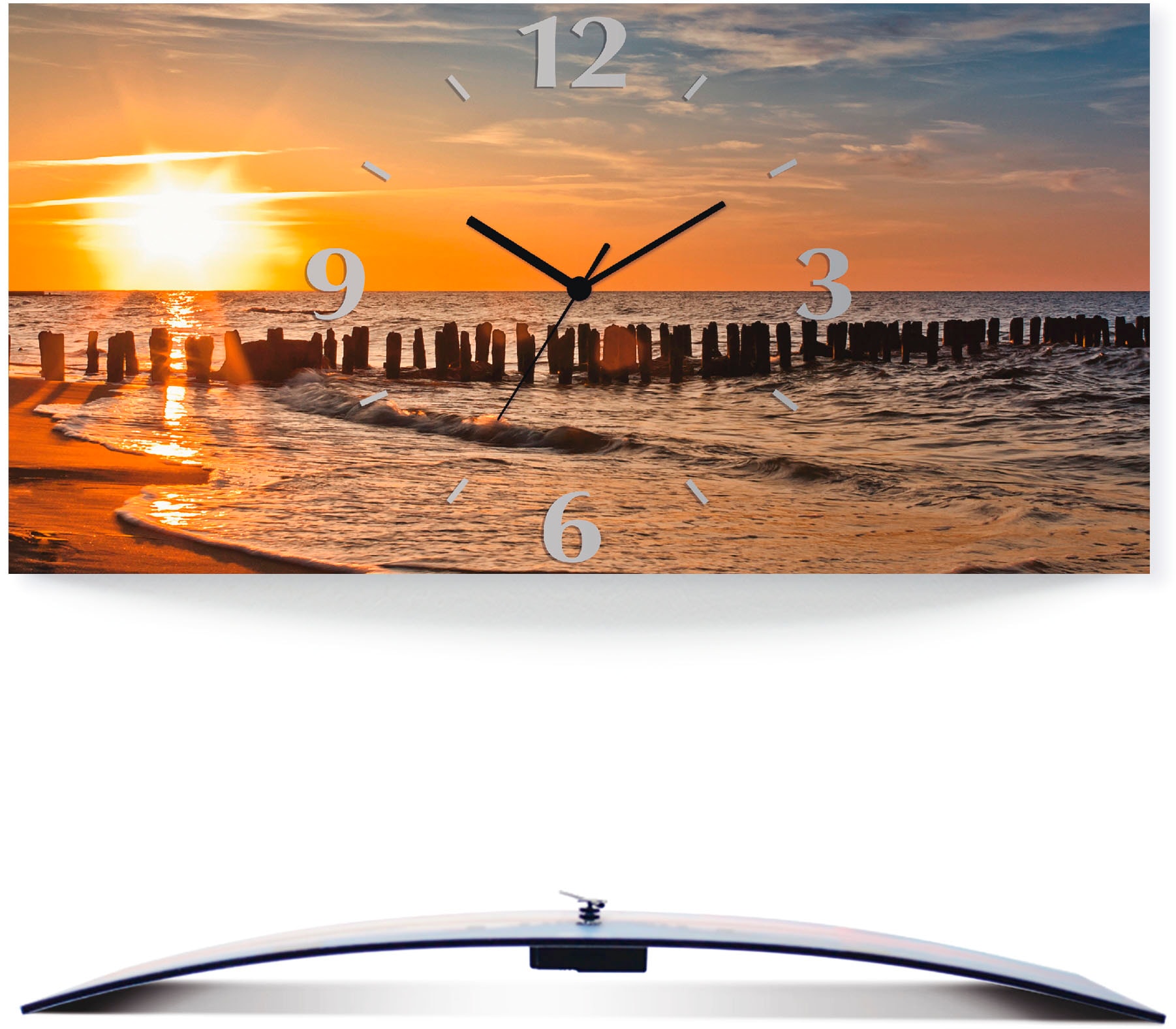 Artland Wanduhr "Schöner Sonnenuntergang am Strand" wahlweise mit Quarz- oder Funkuhrwerk, lautlos ohne Tickgeräusche