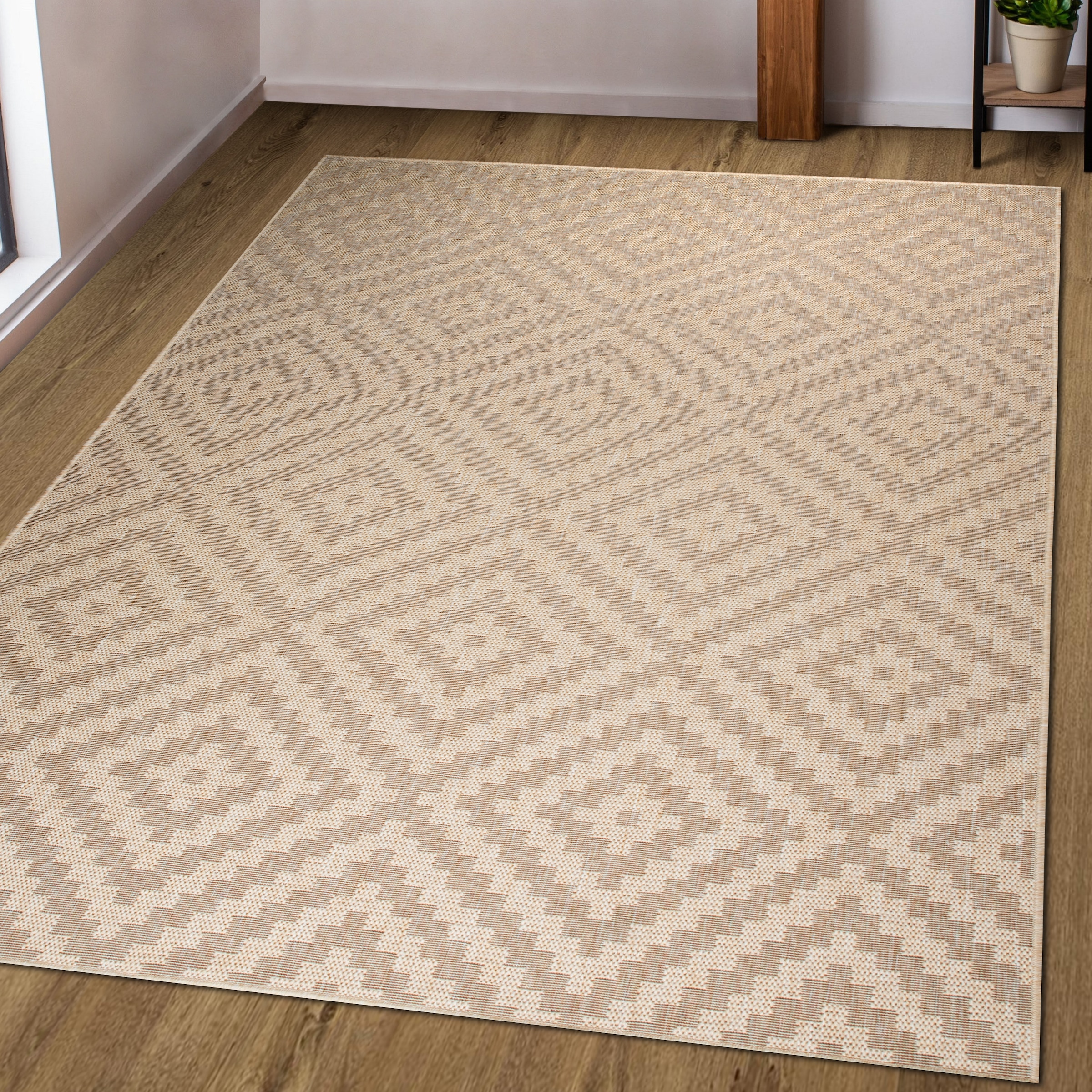 OTTO home Teppich »Cordoba auch als Läufer erhältlich« rechteckig 3 mm Höhe In- und Outdoor geeignet, Sisal-Optik, Wetterfest & UV-beständig, Boho