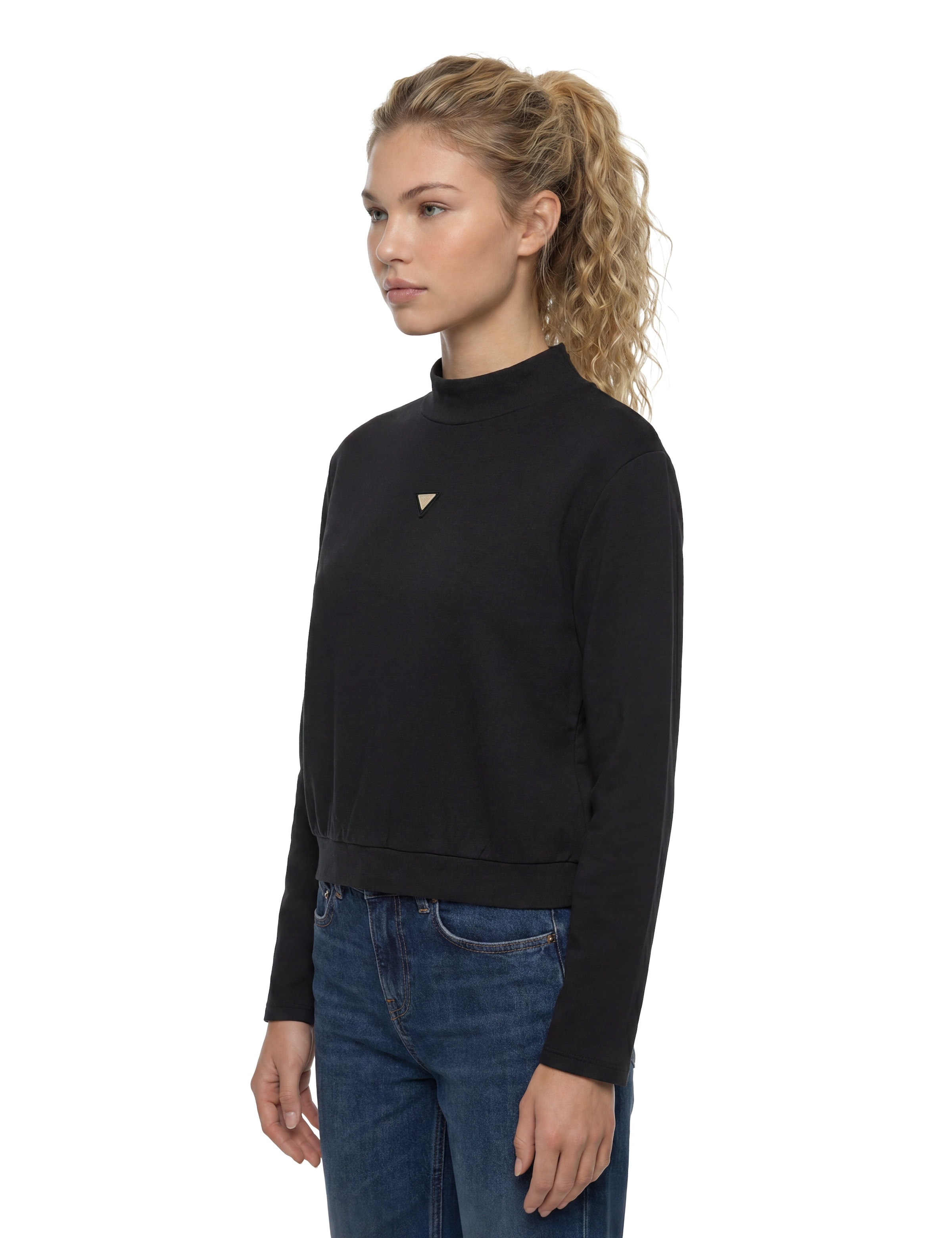 Guess Sweatshirt »OLYMPE HIGH NECK SWEATSHIRT«, in Scuba-Qualität, Stehkragen
