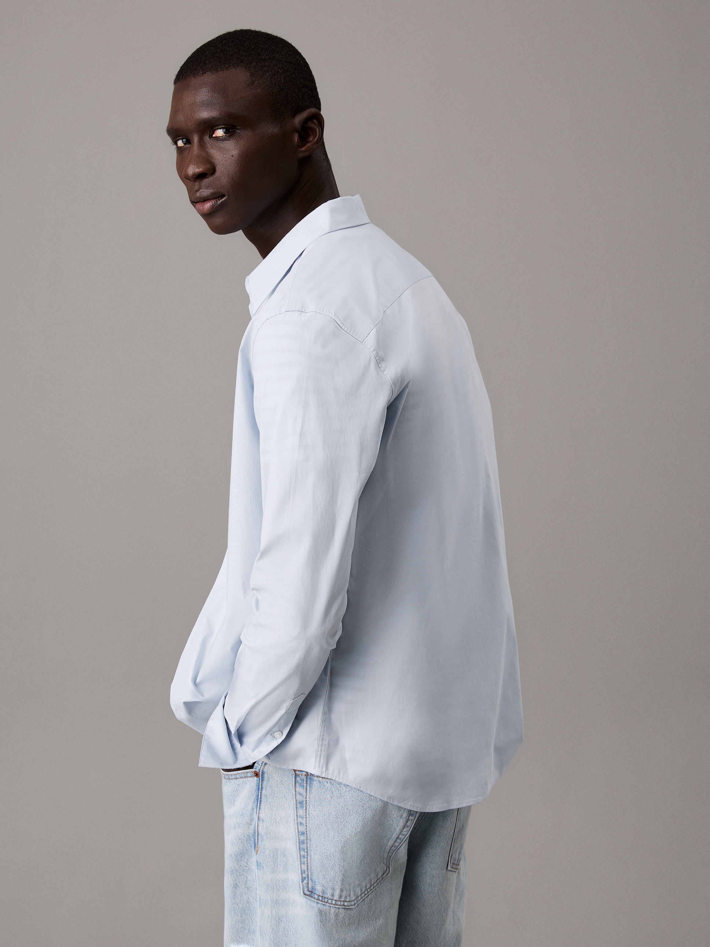 Calvin Klein Langarmhemd »LONG SLEEVE SOLID STRETCH SLIM SHIRT«, in Unifarbe