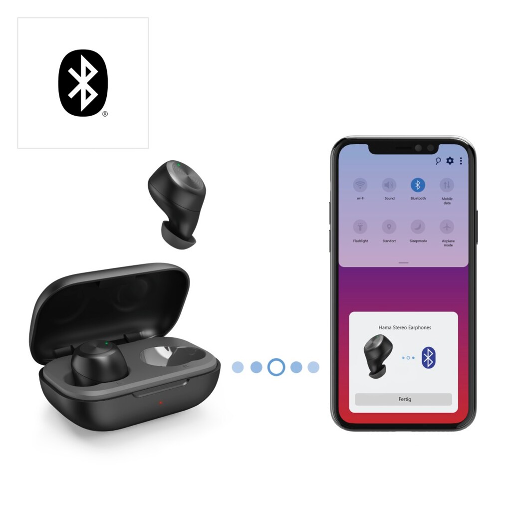 Hama Bluetooth-Kopfhörer »True-Wireless-Kopfhörer (mit kabellosem Ladegerät, In Ear, 12 h Akku)«, True Wireless