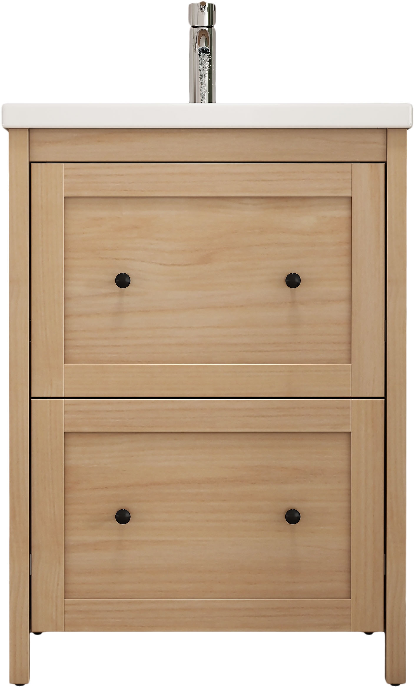 welltime Waschtisch »Stockholm« Komplett-Set,  Waschplatz mit 2 Auszügen und Softclose Breite 60cm
