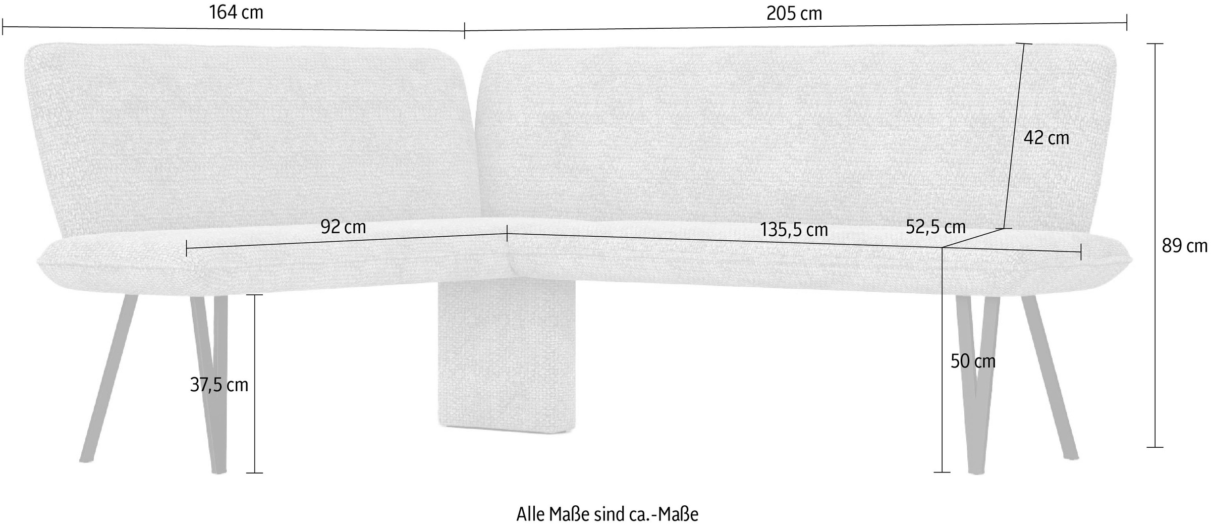 Home affaire Eckbank »Mily Küchenbank, Polsterbank, Esszimmerbank, 205x164 cm«, Moderne Bank und Farben, Sitzplatzanzahl: 5, Frei in Raum stellbar