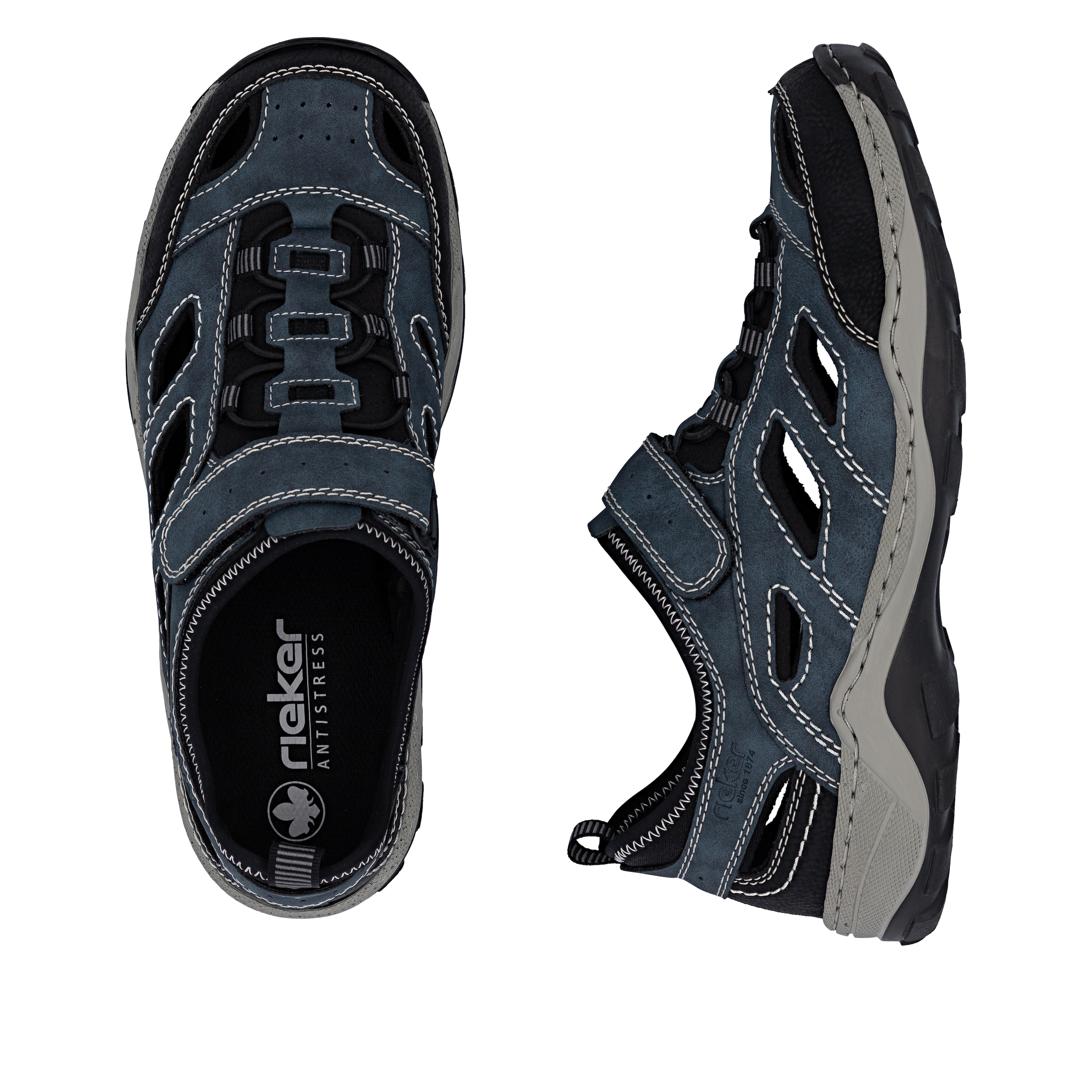 Rieker Slip-On Sneaker  Schlupfschuh, Trekkingschuh, Outdoorschuh mit Klettriegel