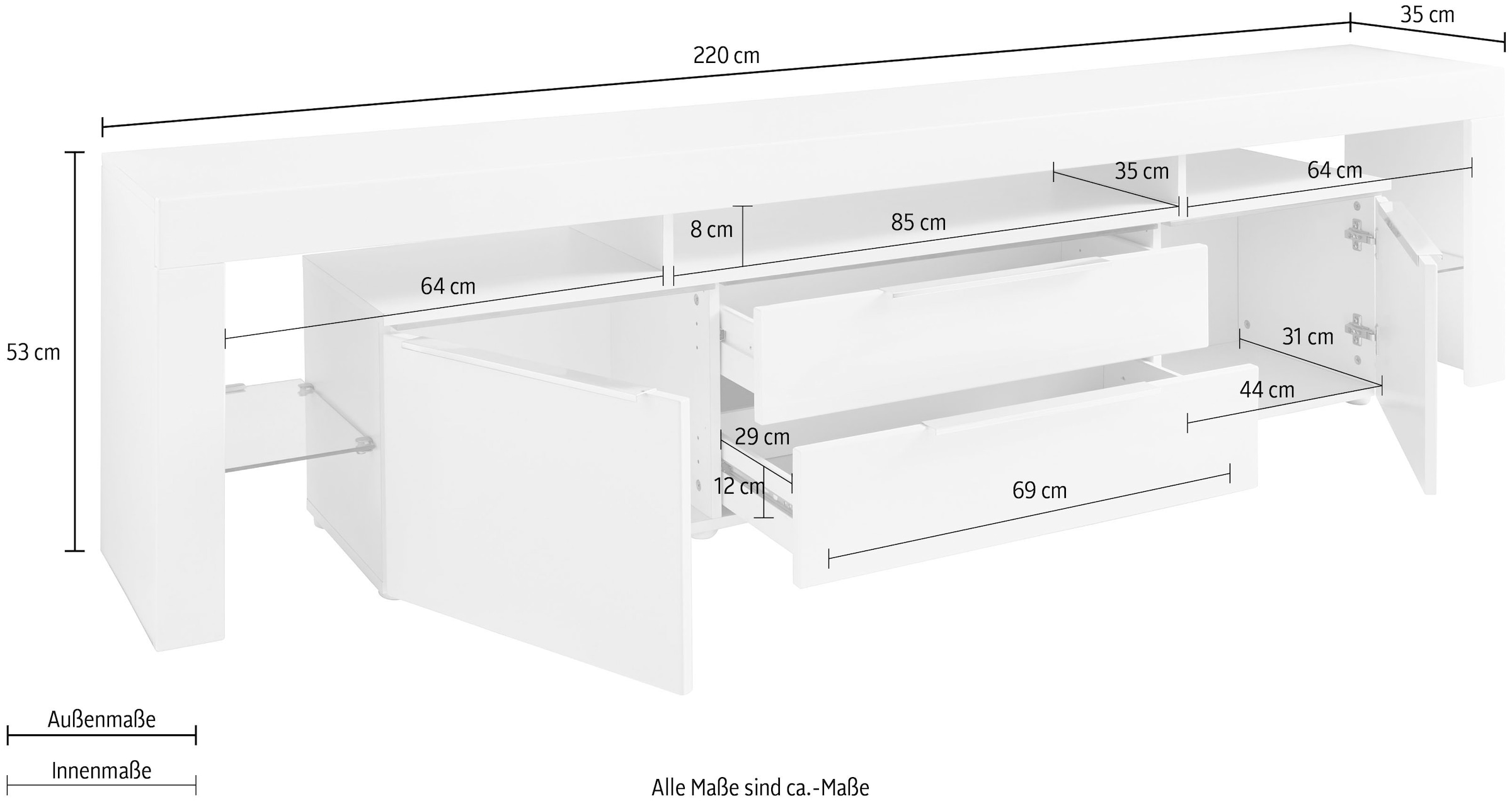 borchardt Möbel Lowboard auf Raten Breite 220 cm »Lima«, kaufen
