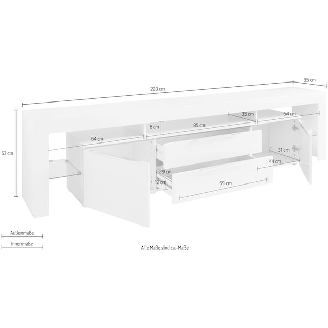borchardt Möbel Lowboard »Lima«, Breite 220 cm auf Raten kaufen