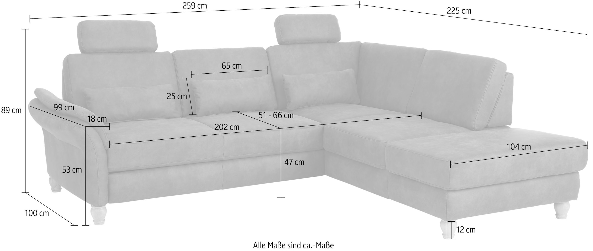 Home affaire Ecksofa »Palace L-Form«, incl. Sitztiefenverstellung, wahlweise mit Bettfunktion und Stauraum