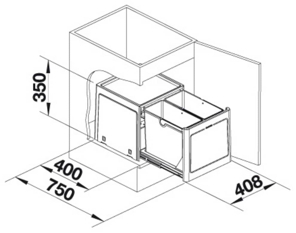 Blanco Mülltrennsystem »Botton Pro 45/3« 2 Behälter Automatic, Kunststoff, 60 mm Untermass