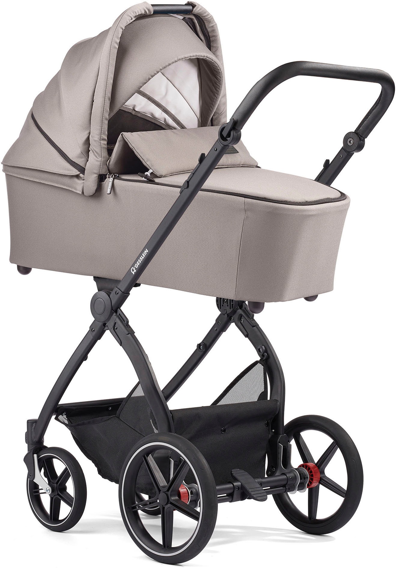 Gesslein Kombi-Kinderwagen »FX4 Soft+ mit Aufsatz Classic schwarz/schwarz, steingrau«, mit Babywanne Cx3 und Babyschalenadapter