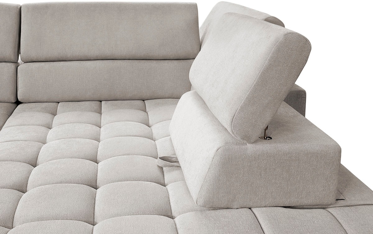 exxpo - sofa fashion Ecksofa »Elianos, hoher Sitzkomfort, aufwendige Kreuzsteppung im Sitz, L-Form« Kopfteile & Sitztiefe verstellbar, ohne Bettfunktion