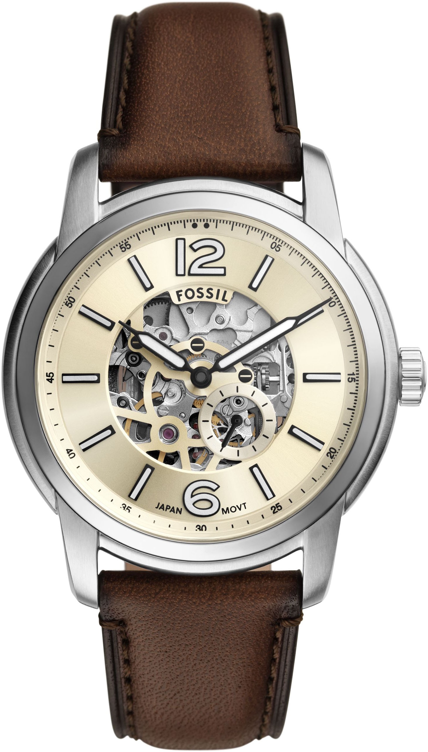 Fossil Automatikuhr »HERITAGE« Armbanduhr, Herrenuhr, Mechanische Uhr, Lederarmband, analog