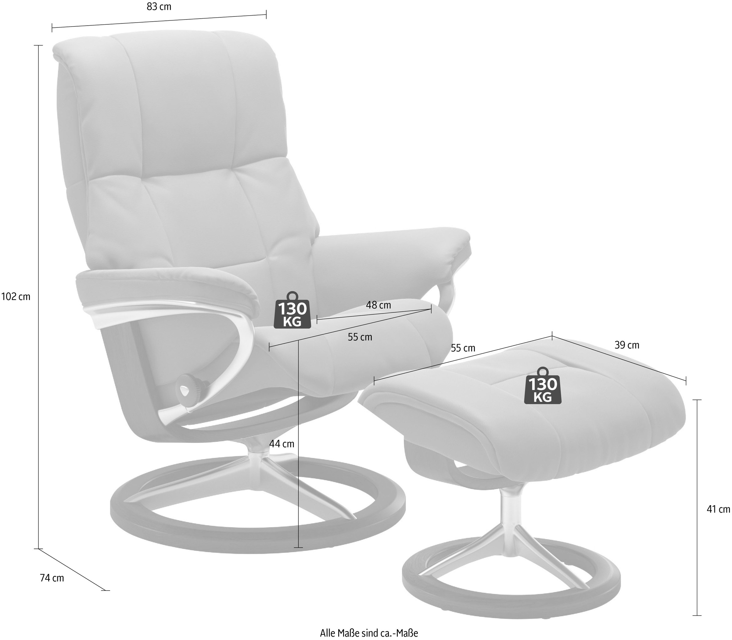 Stressless® Relaxsessel »Mayfair«, (Set, Relaxsessel mit Hocker), mit Hocker, mit Signature Base, Größe S, M & L, Gestell Schwarz