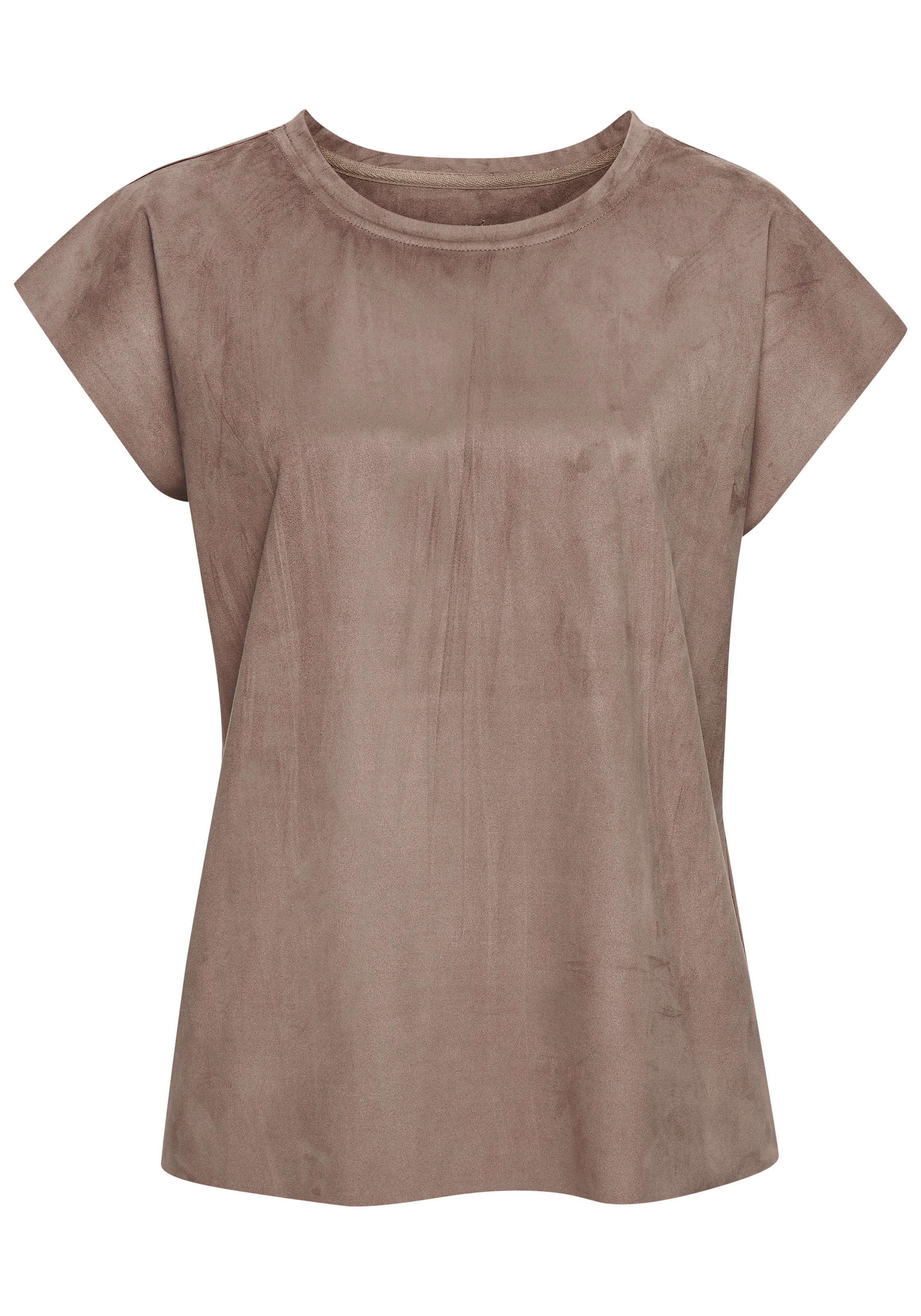 French Connection T-Shirt aus Veloursleder-Imitat mit kleiner Stickerei, Loungewear