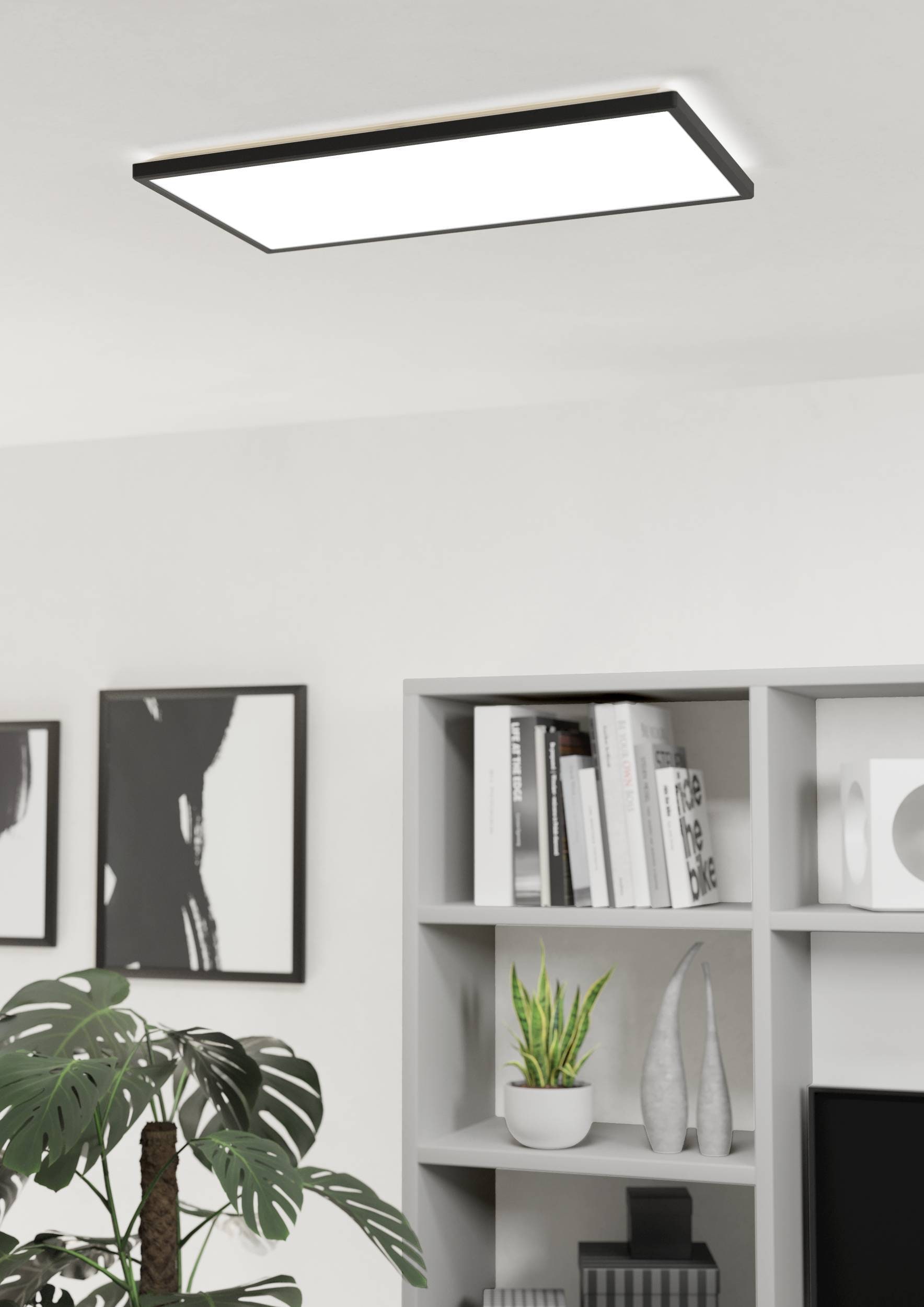 EGLO Deckenleuchte »Rovito Deckenlampe, Deckenbeluchtung, Badlampe Decke, Kunststoff, IP44« LED-Modul 1 Stk. Kaltweiß | Neutralweiß | Warmweiß Wand-/Deckenleuchte - L57 x B30 x H3 cm - schwarz - 17,2W inkl.