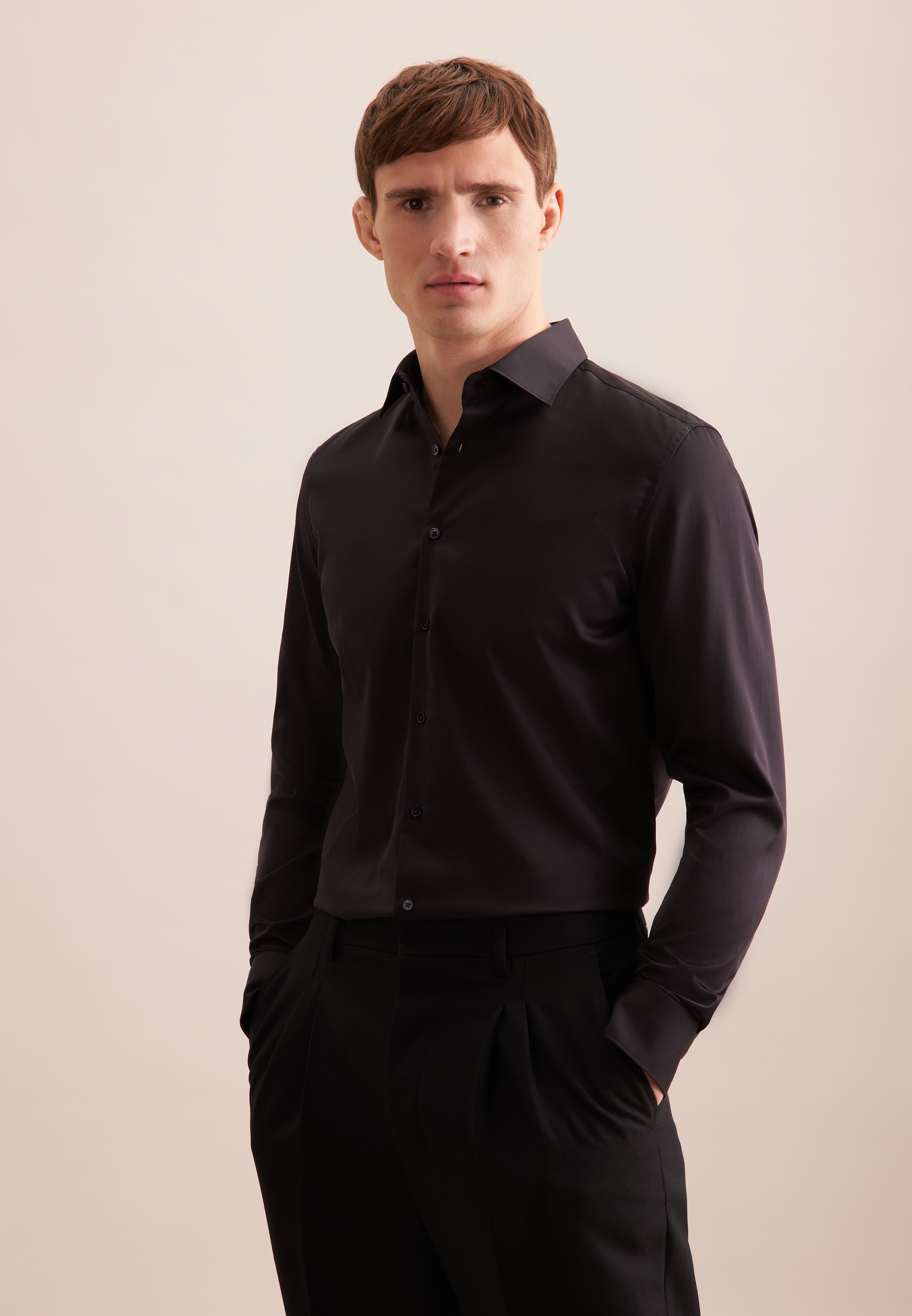 seidensticker Businesshemd »Schwarze Rose« Shaped 1/1 Kentkragen Uni