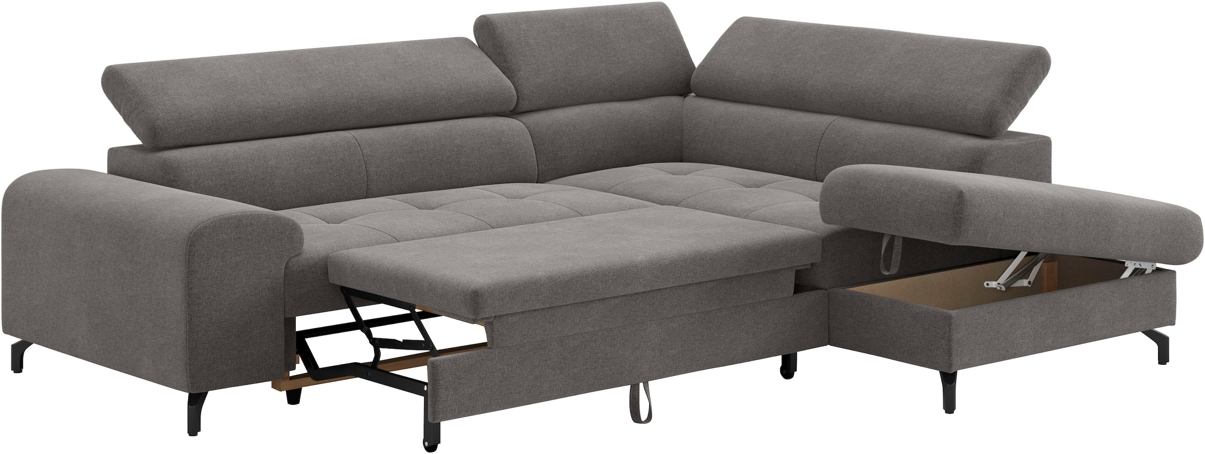 COTTA Ecksofa »Aura L-Form, B: 260 cm« mit Bettfunktion, Bettkasten & Kopfteilverstellung
