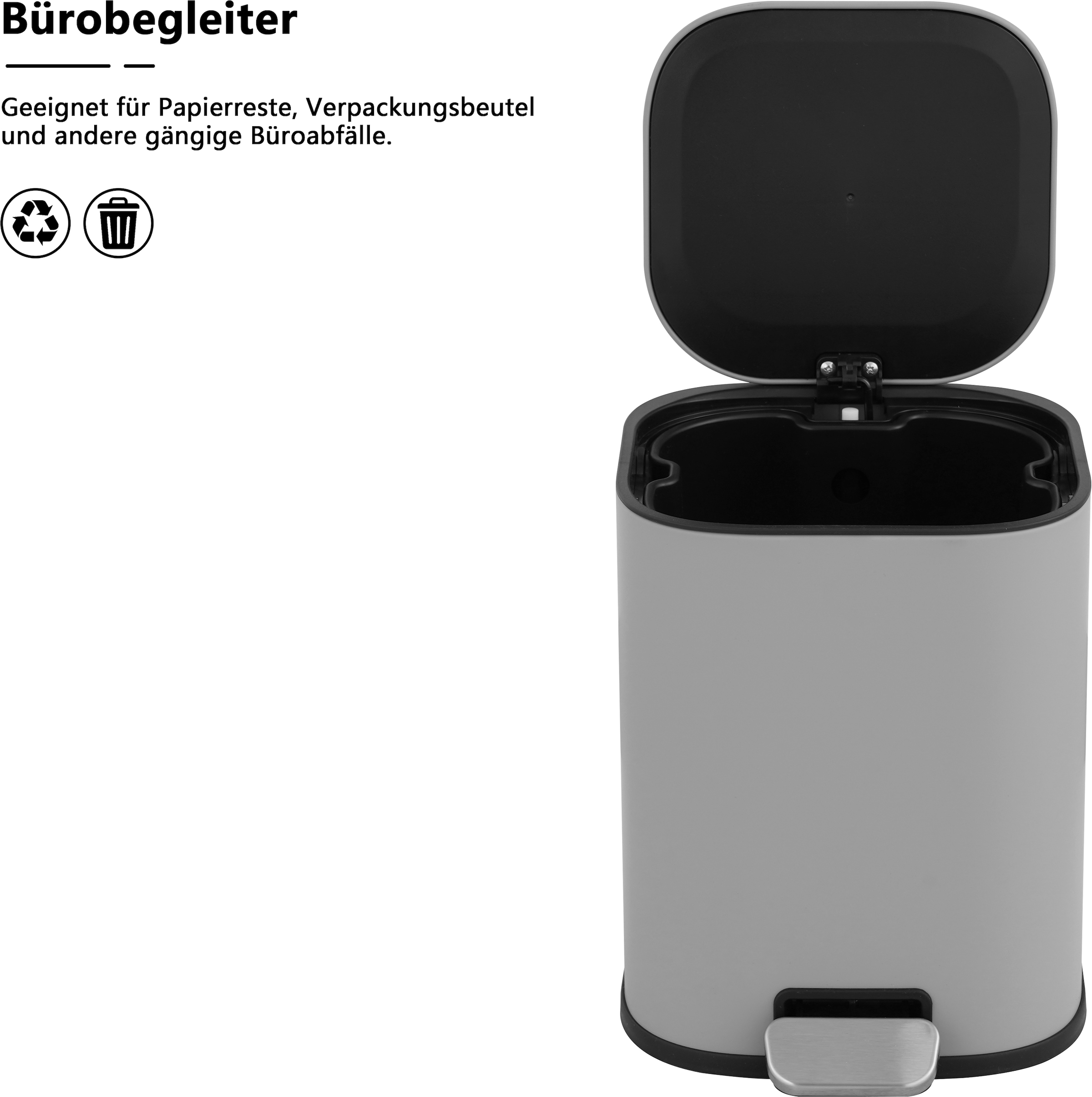 OTTO home Mülleimer »Keenna, Soft Close, mit verstecktem Griff« 1 Behälter Treteimer für Küche oder Bad, Abfalleimer mit Deckel