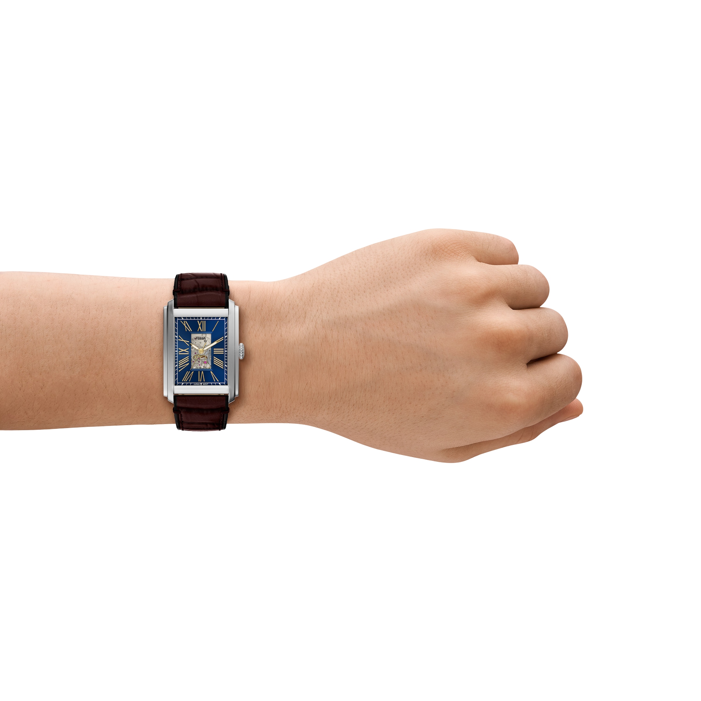 Fossil Automatikuhr »Carraway« Armbanduhr, Herrenuhr, Mechanische Uhr, Lederarmband, analog