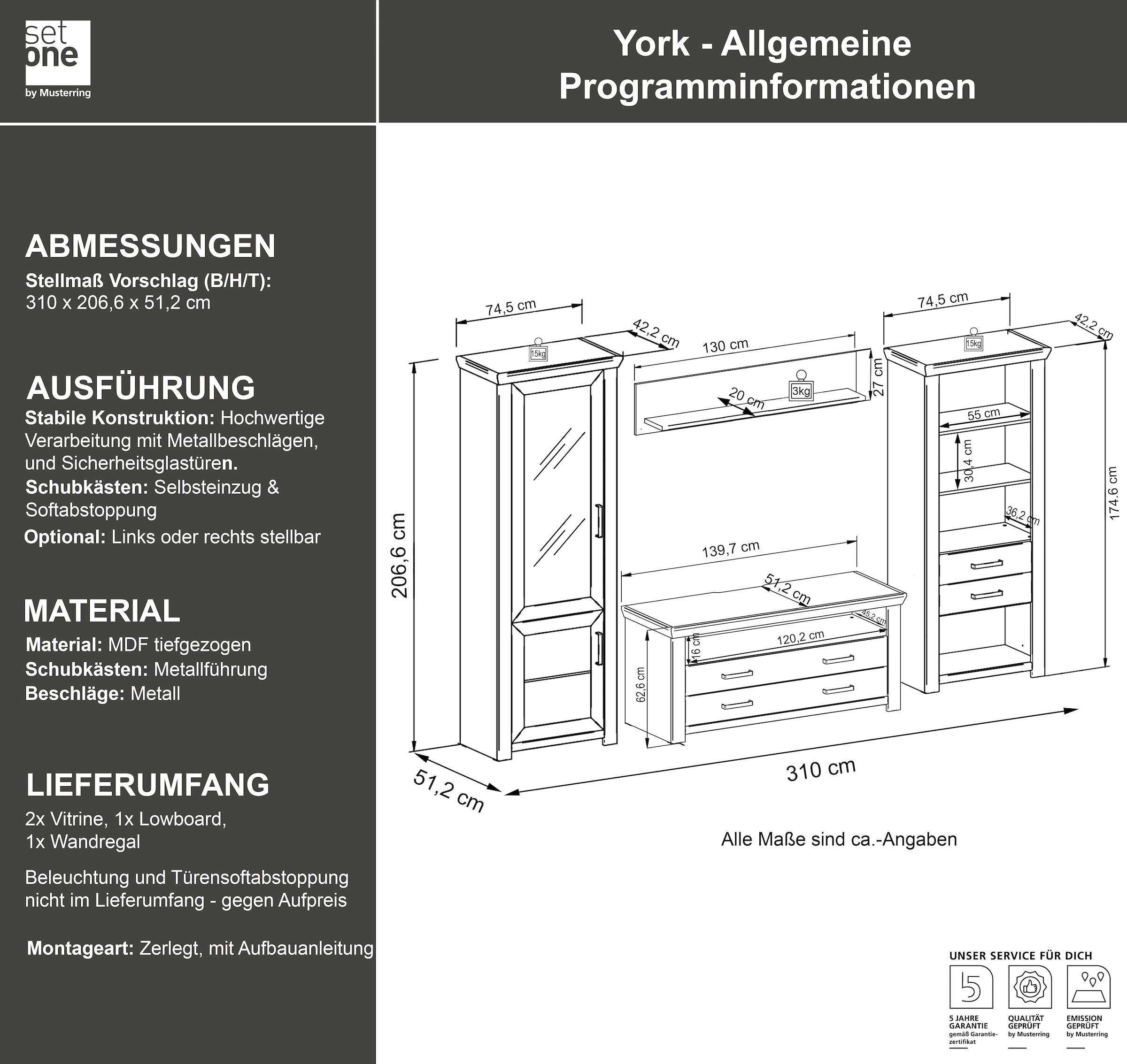 set one by Musterring Wohnwand »York« 4 Stk. tlg.