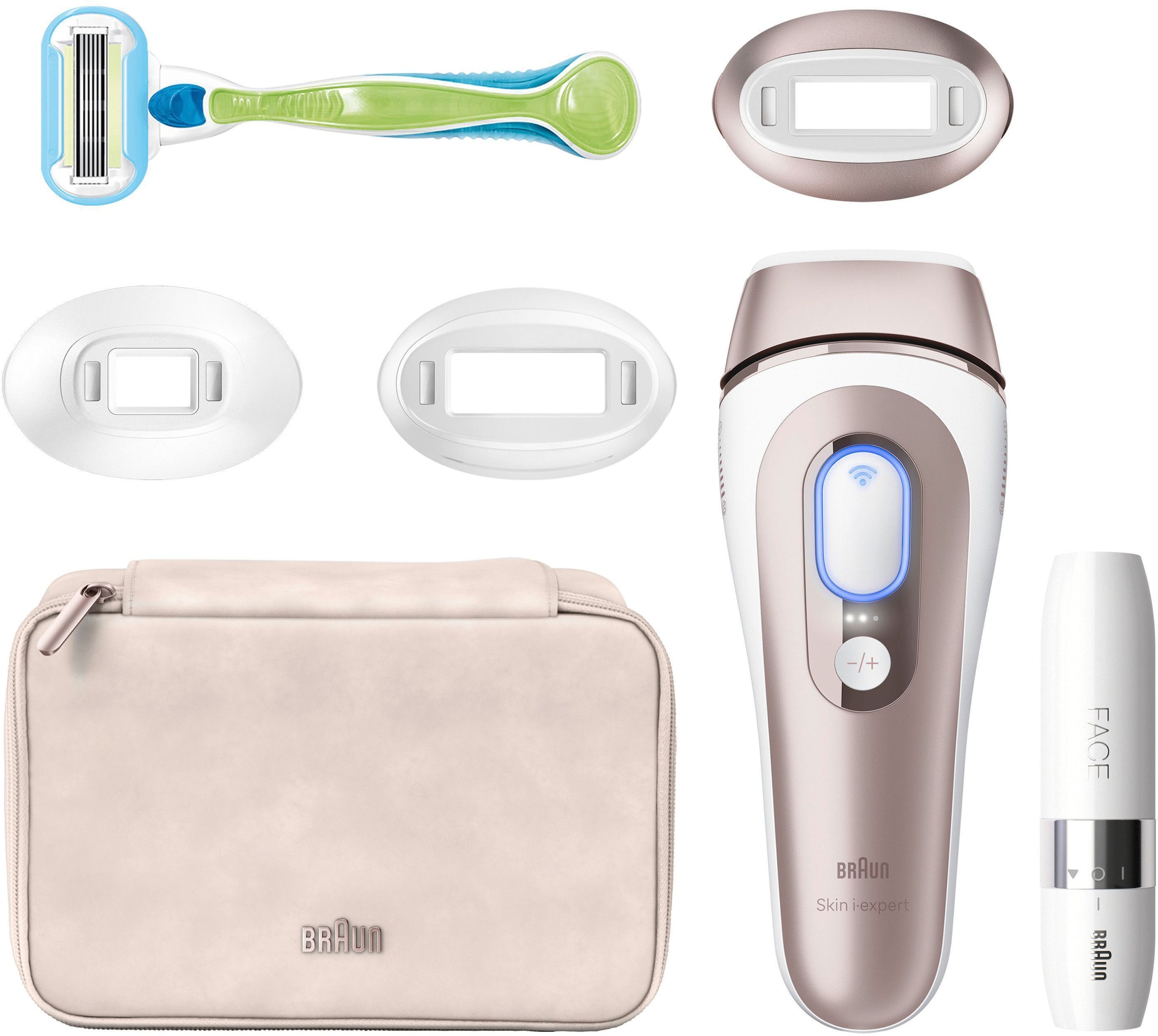 Braun IPL-Haarentferner »Smart Skin i·expert PL7249« 3 Aufsätze für Gesicht & Körper, Venus Rasierer, Mini-Rasierer
