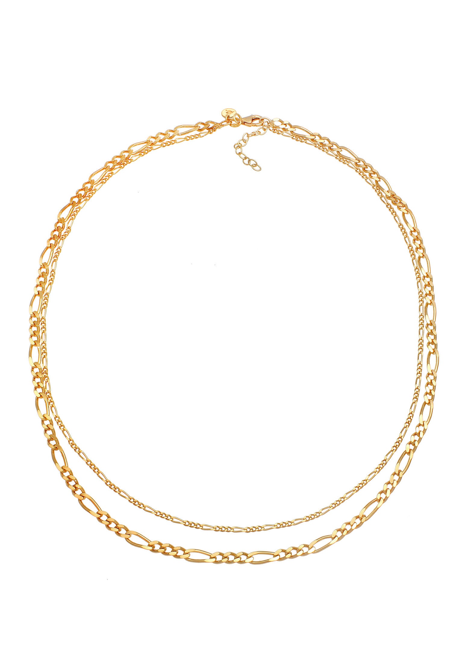 Elli Premium Kette ohne Anhänger »Halskette Figaro Layer Kette Basic 925 Silber«