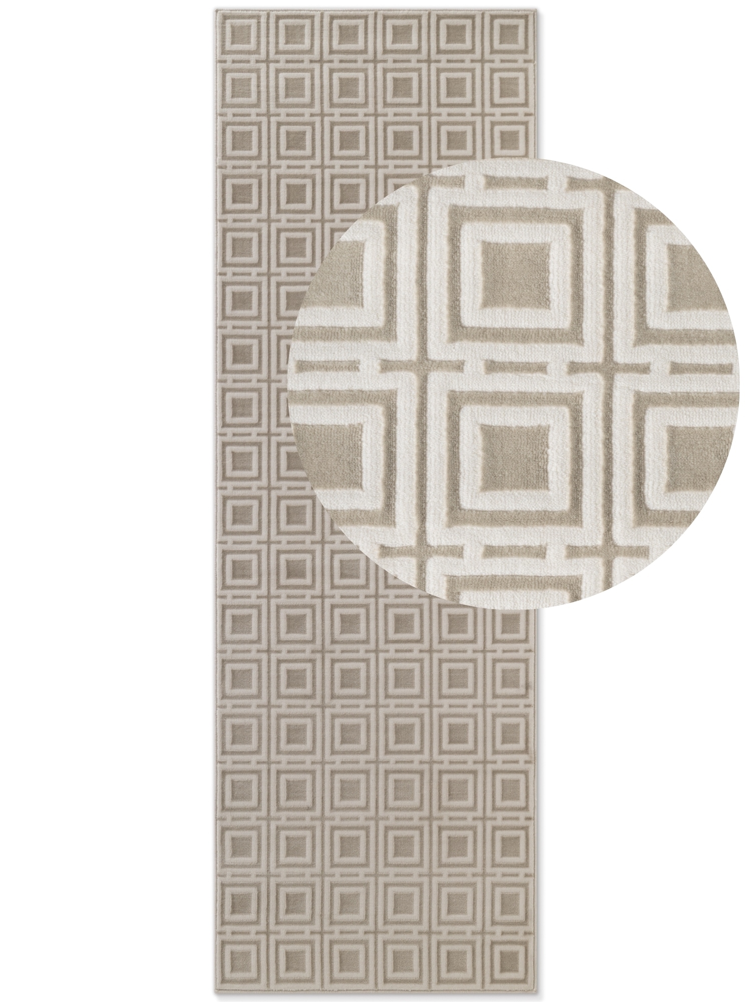 ELLE DECORATION, Designteppich »Howlite« rechteckig 9 mm Höhe Wohnzimmer, Schlafzimmer, Läufer, Hoch-Tief Effekt, Flur, Glanz, Creme, Polypropylen, B 
