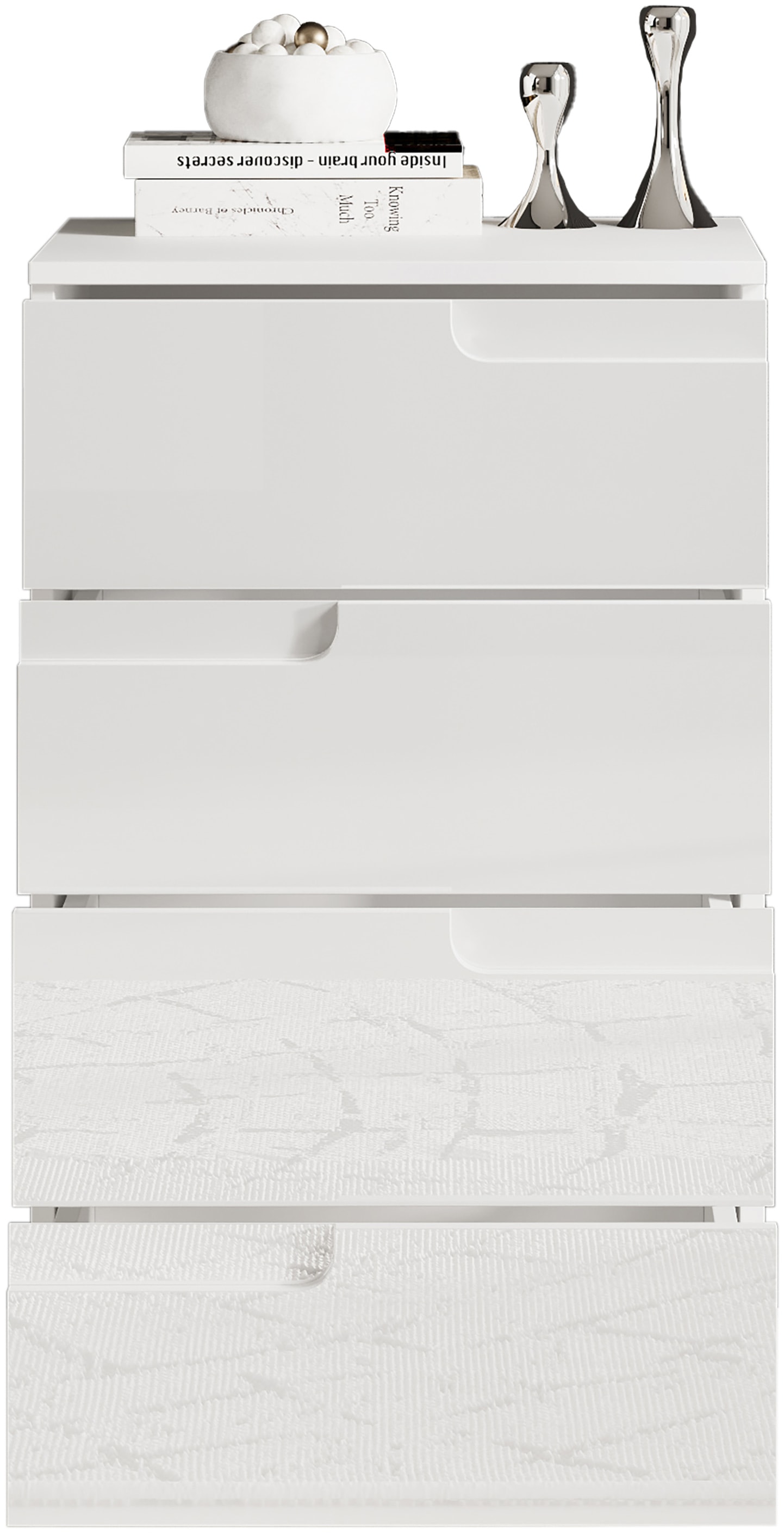 HBZ Kommode »Spice Weiß Hochglanz, BxHxT 50x80x40 cm«, Kommode mit 4 Schubkästen