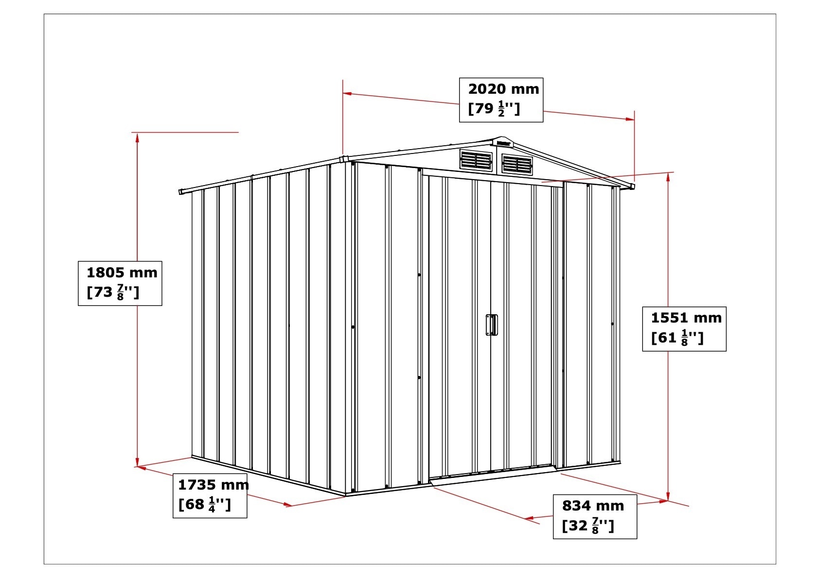 VCM Gartenhaus »Metall Gerätehaus 202x174 Gartenhaus Schiebetüren«