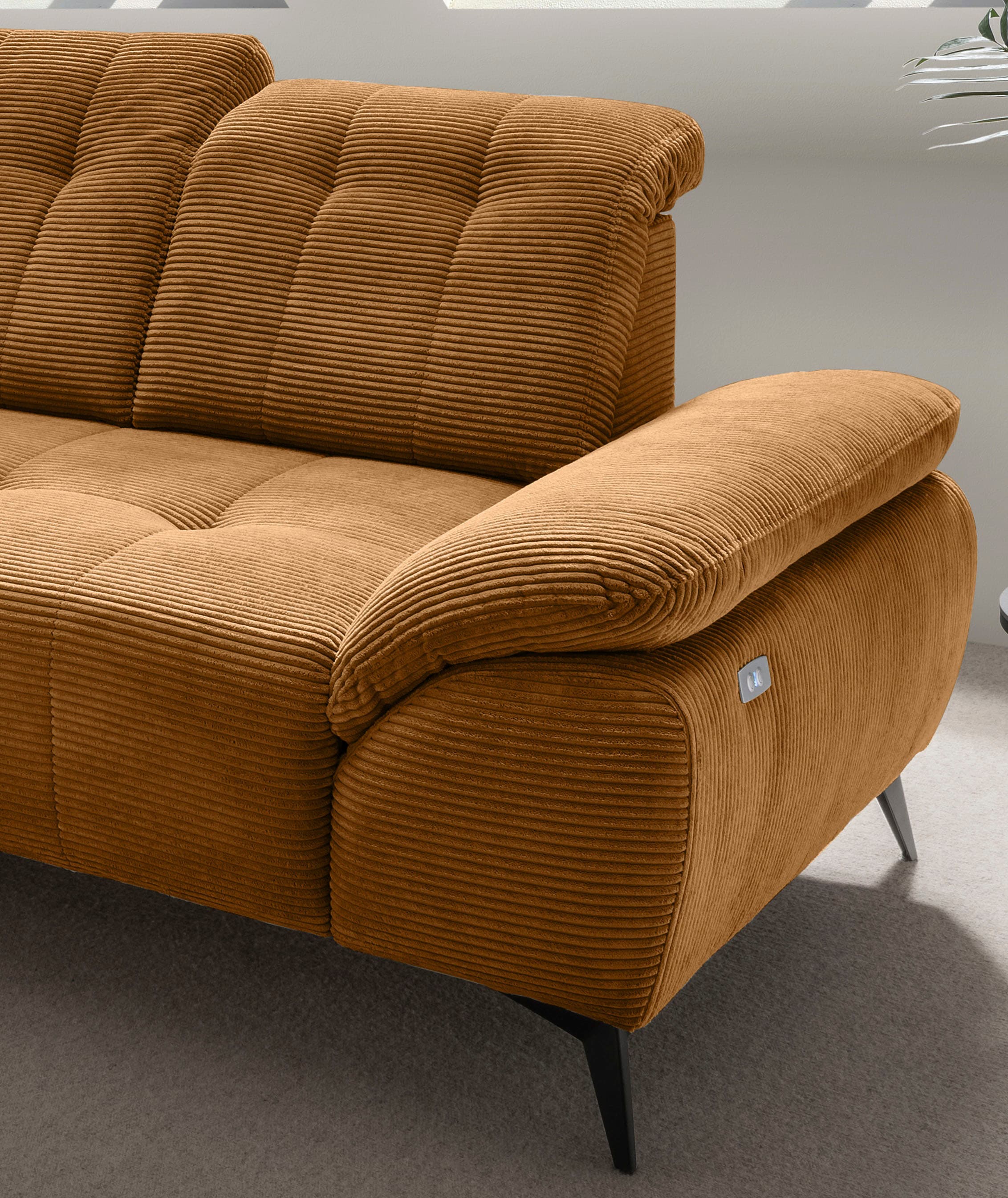Home affaire Ecksofa »Lazio modern und bequem, schmale Armlehnen, tolle Detailverarbeitung« zwei verschiedene Fußfarben wählbar