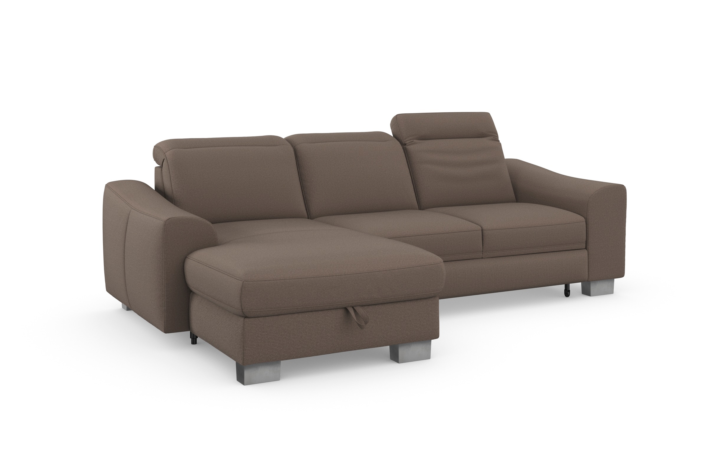 sit&more Ecksofa »Dundee L-Form«, mit Federkern und Edelstahlfüßen, wahlweise mit Kopfteilverstellung