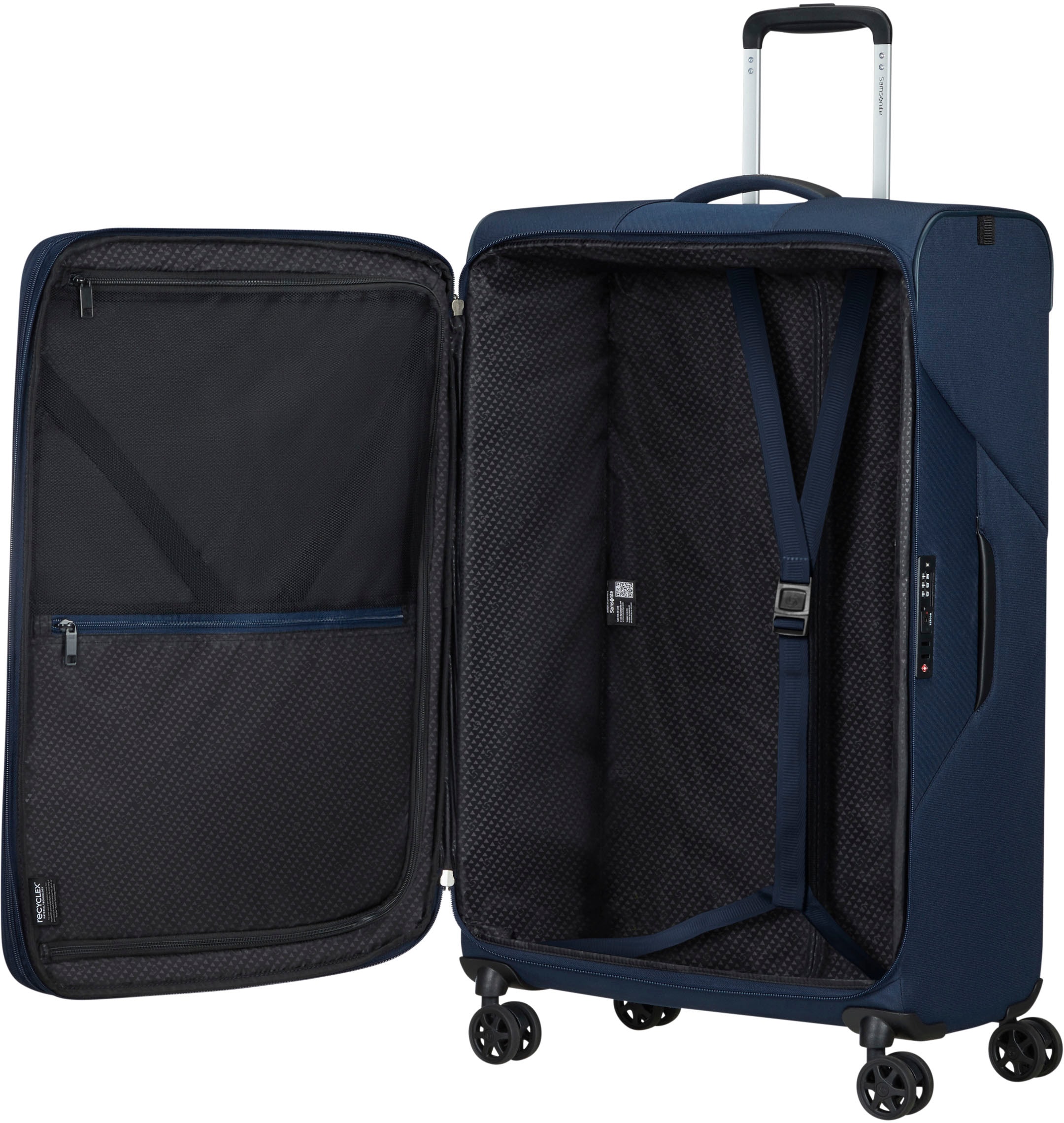 Samsonite Weichgepäck-Trolley »LITEBEAM, midnight blue, 77 cm«, 4 St. Rollen, Reisekoffer Großer Koffer Aufgabegepäck mit Volumenerweiterung