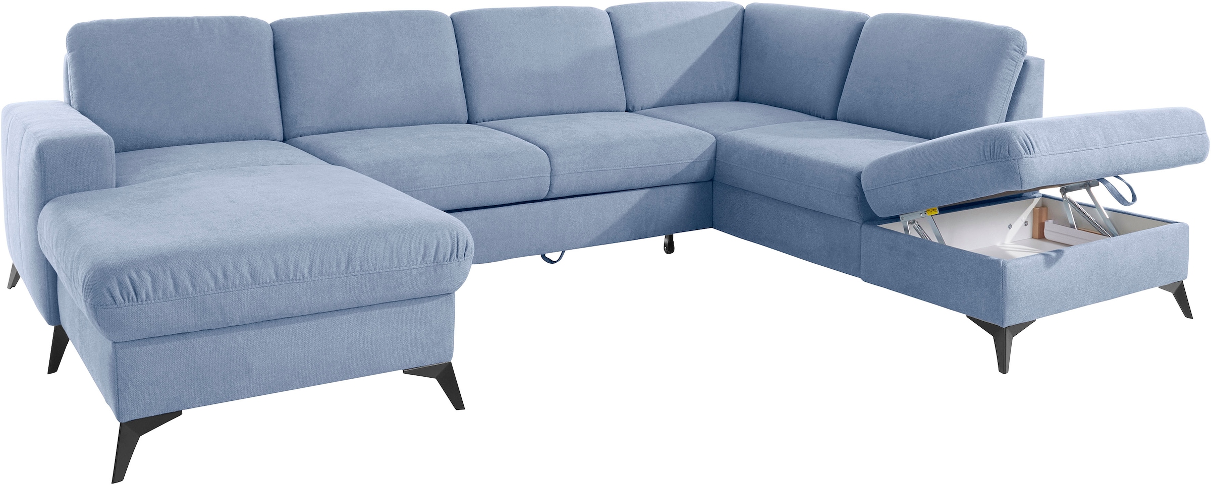 Places of Style Wohnlandschaft »Lolland U-Form«, Wahlweise mit Bettfunktion und Stauraum, auch mit abwischbarem Bezug