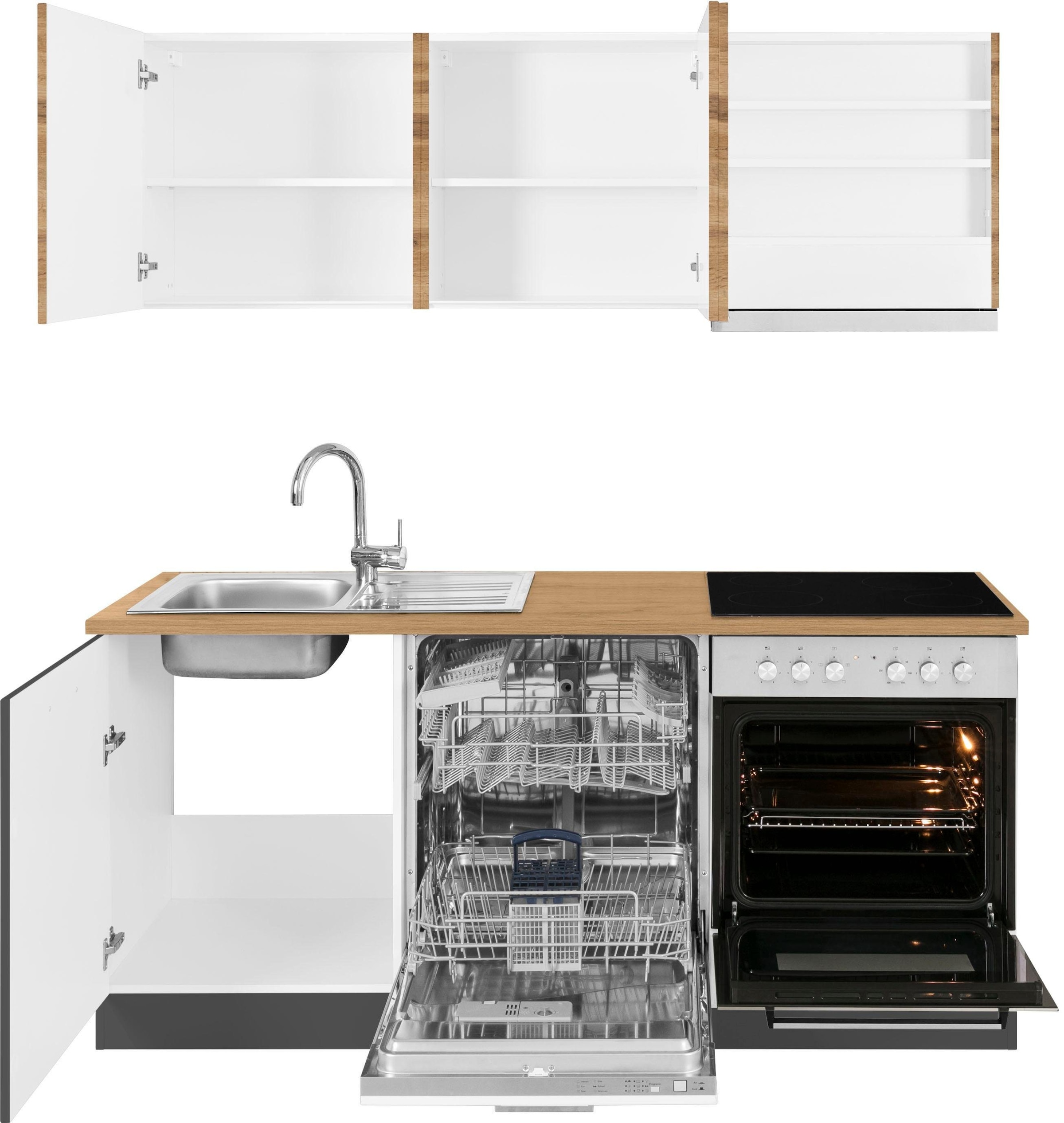 KOCHSTATION Küchenzeile »KS-Kehl«, mit E-Geräten, Breite 180 cm, inkl. Geschirrspülmaschine