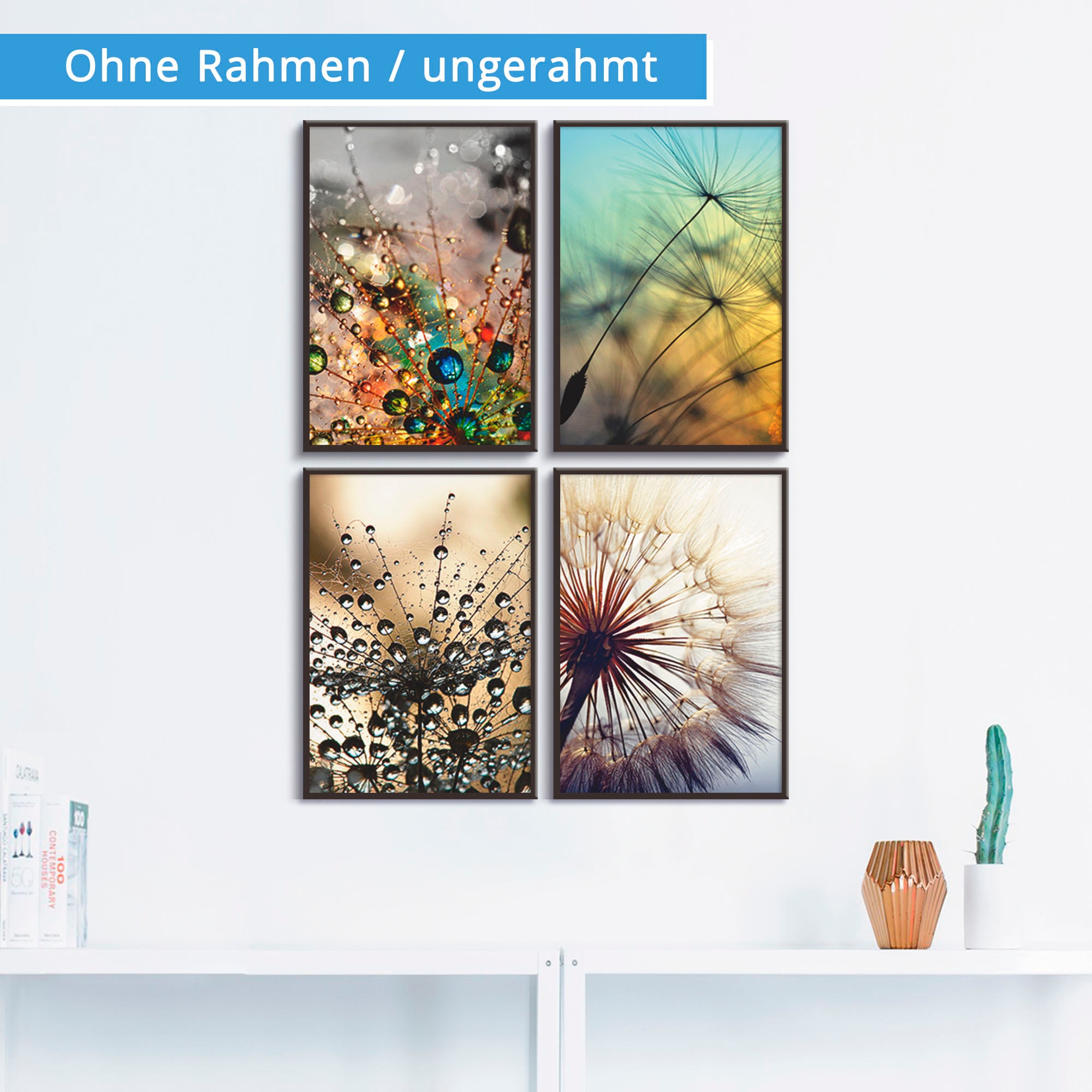 bequem Artland »Pusteblume,Nahaufnahme Blumen, Bild, Löwenzahn«, (4 Poster kaufen Wandbild, Poster, St.), Wandposter