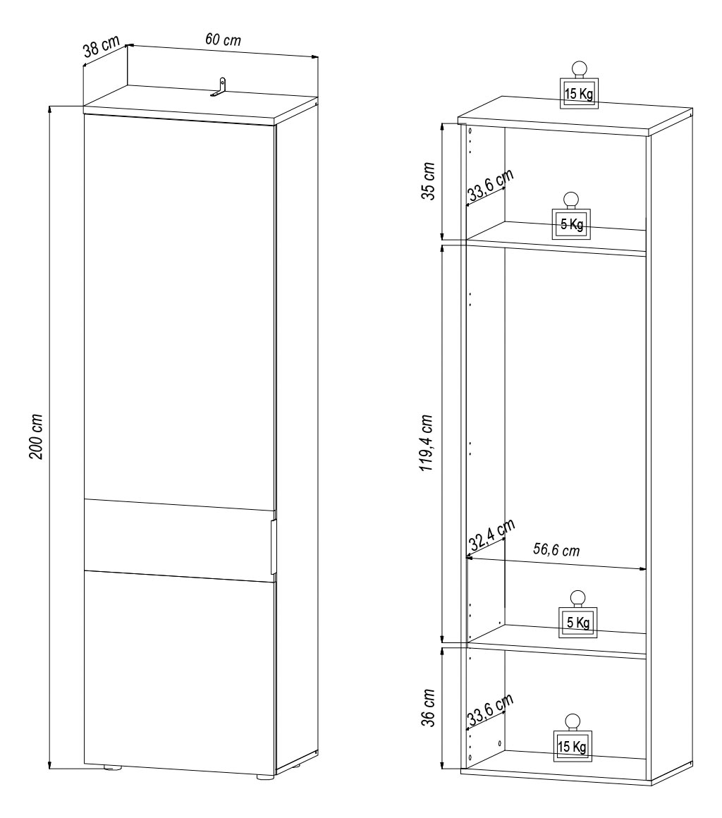 HBZ Garderoben-Set »5-tlg. Eiche Stripes Optik Flurgarderobe Stellmaß BxHxT 260x197x38 cm«, (5 St.), Mit Schuhkommode, Hochschrank, Bank, Paneel, Spiegel