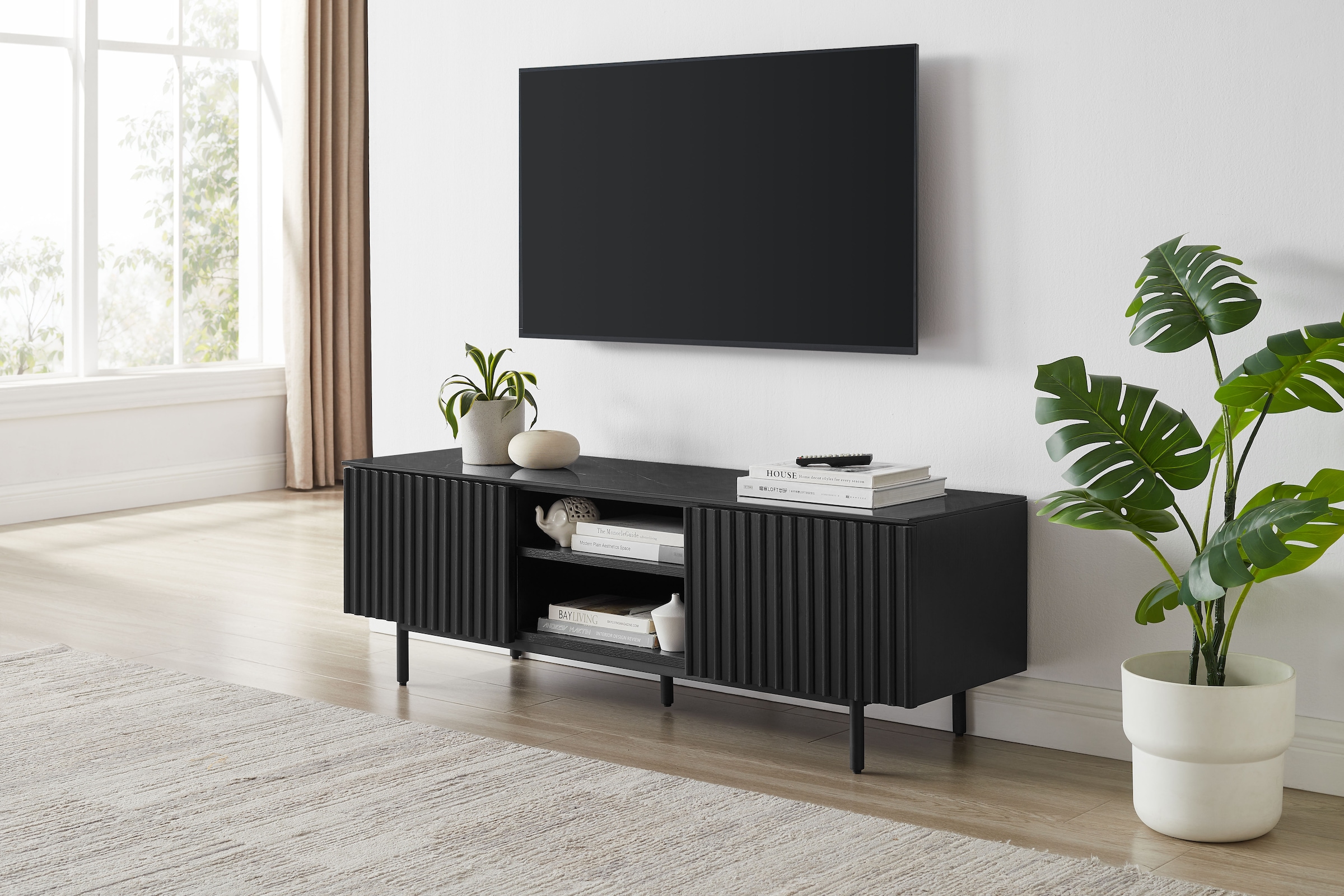 OTTO home TV-Board »Candise« Sintersteinplatte, Soft-Close-Funktion, FSC-zertifiziertem Eschenholz