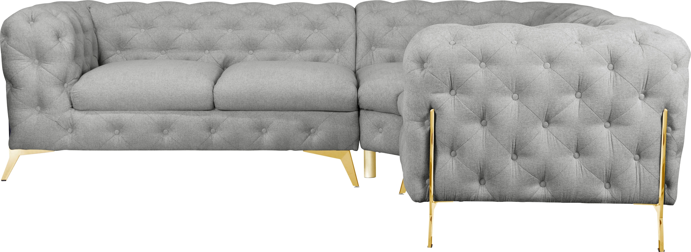 Home affaire Chesterfield-Sofa »Amaury L-Form« moderne Chersterfield-Optik, Breite 262 cm, Fußfarbe wählbar